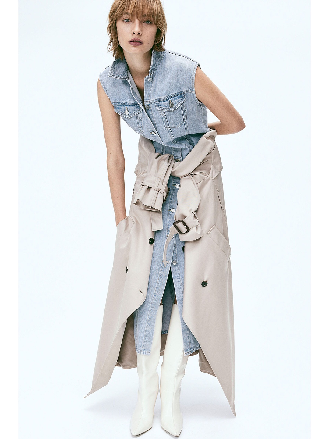 

H&M Women Sleeveless Denim Sheath Dress, Blue