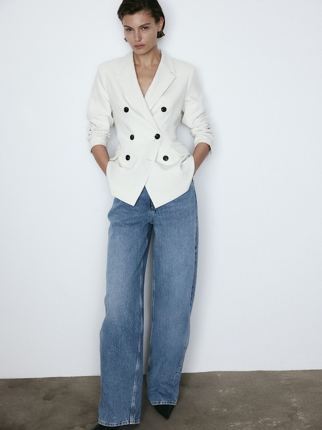 

H&M Double-Breasted Blazer, White