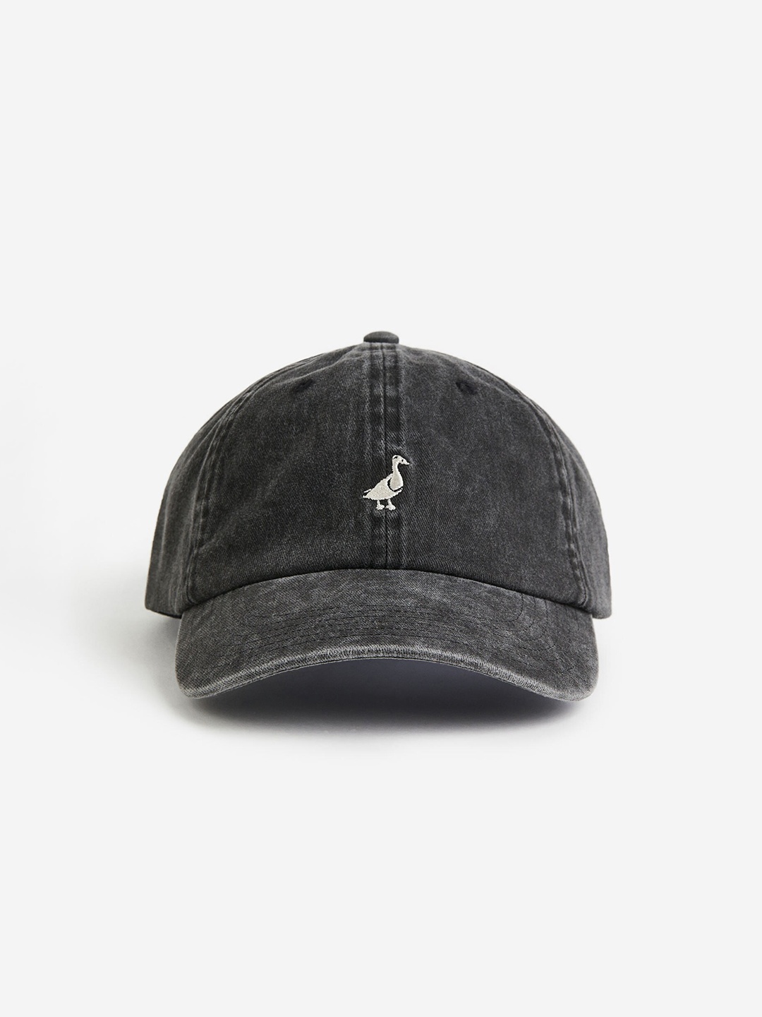 

H&M Men Embroidered-Motif Cotton Cap, Black