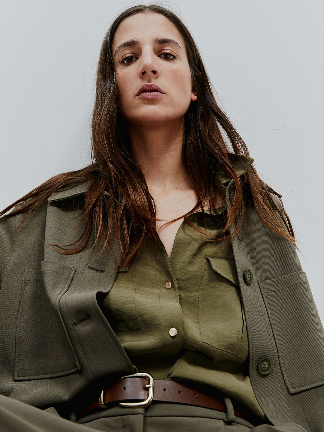 

H&M Modal-Blend Utility Shirt, Green