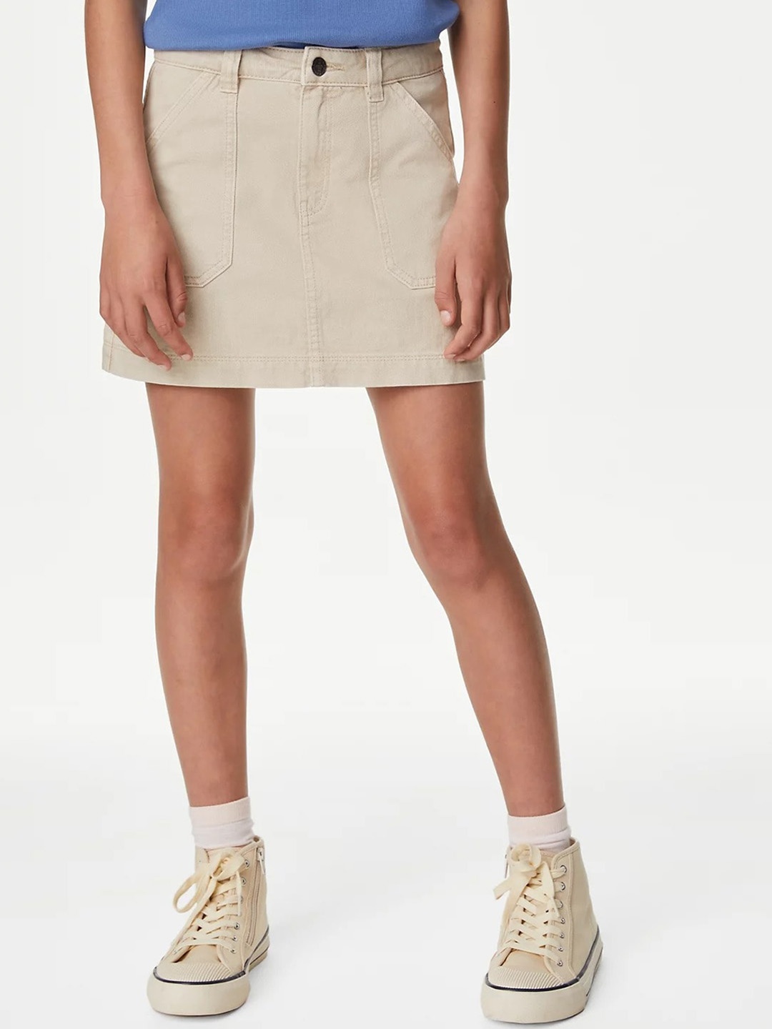 

Marks & Spencer Girls Pure Cotton A-Line Cargo Skirt, Beige