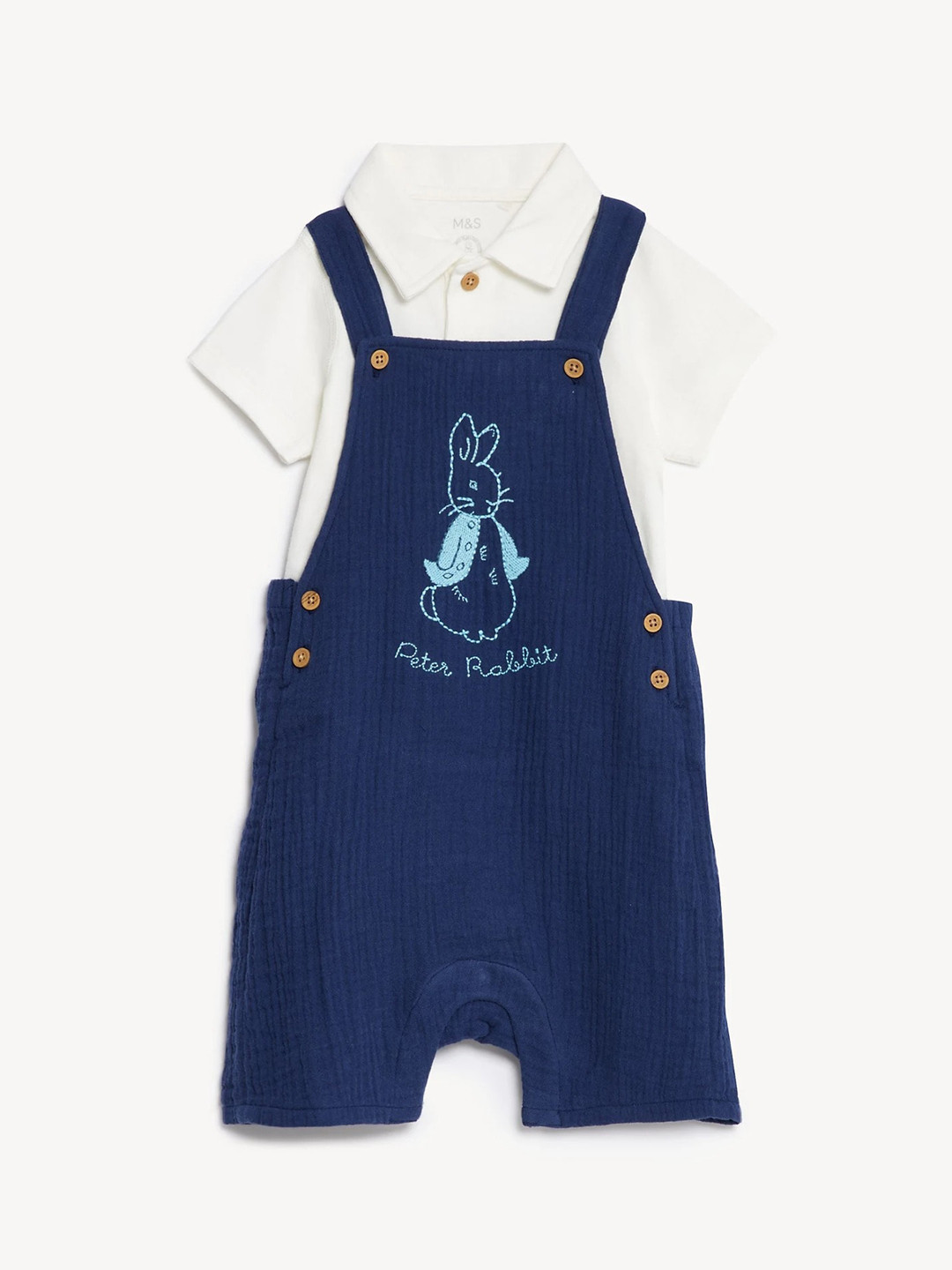 

Marks & Spencer Boys Graphic Embroidered Pure Cotton Dungarees, Blue