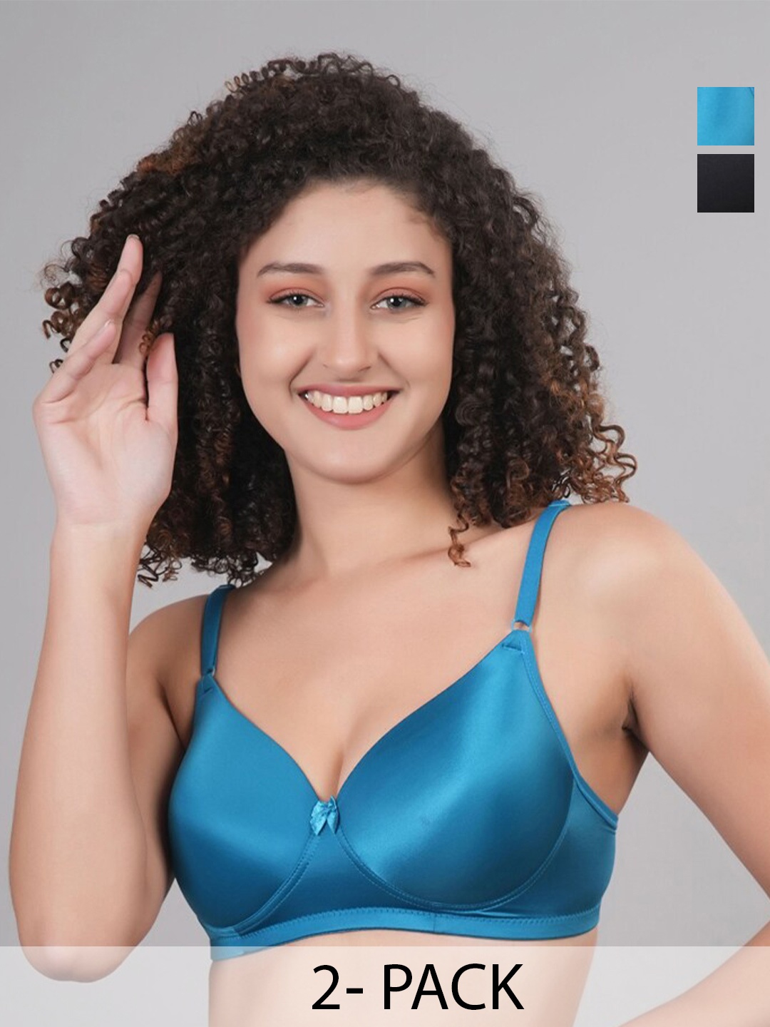 

Broiden Pack Of 2 Full Coverage Lightly Padded Everyday Bra With All Day Comfort, Blue