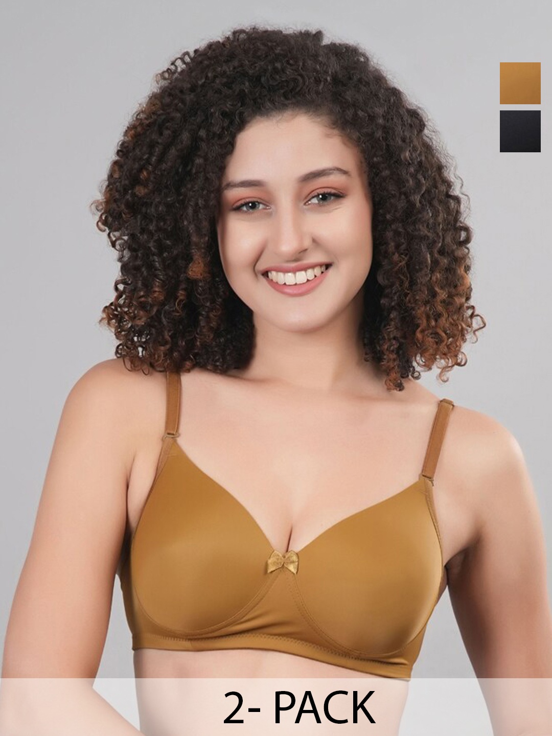 

Broiden Pack Of 2 Full Coverage Lightly Padded Bra All Day Comfort, Black