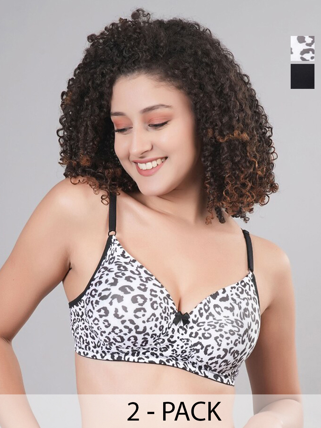 

Broiden Pack Of 2 Full Coverage Lightly Padded Everyday Bra With All Day Comfort, Black
