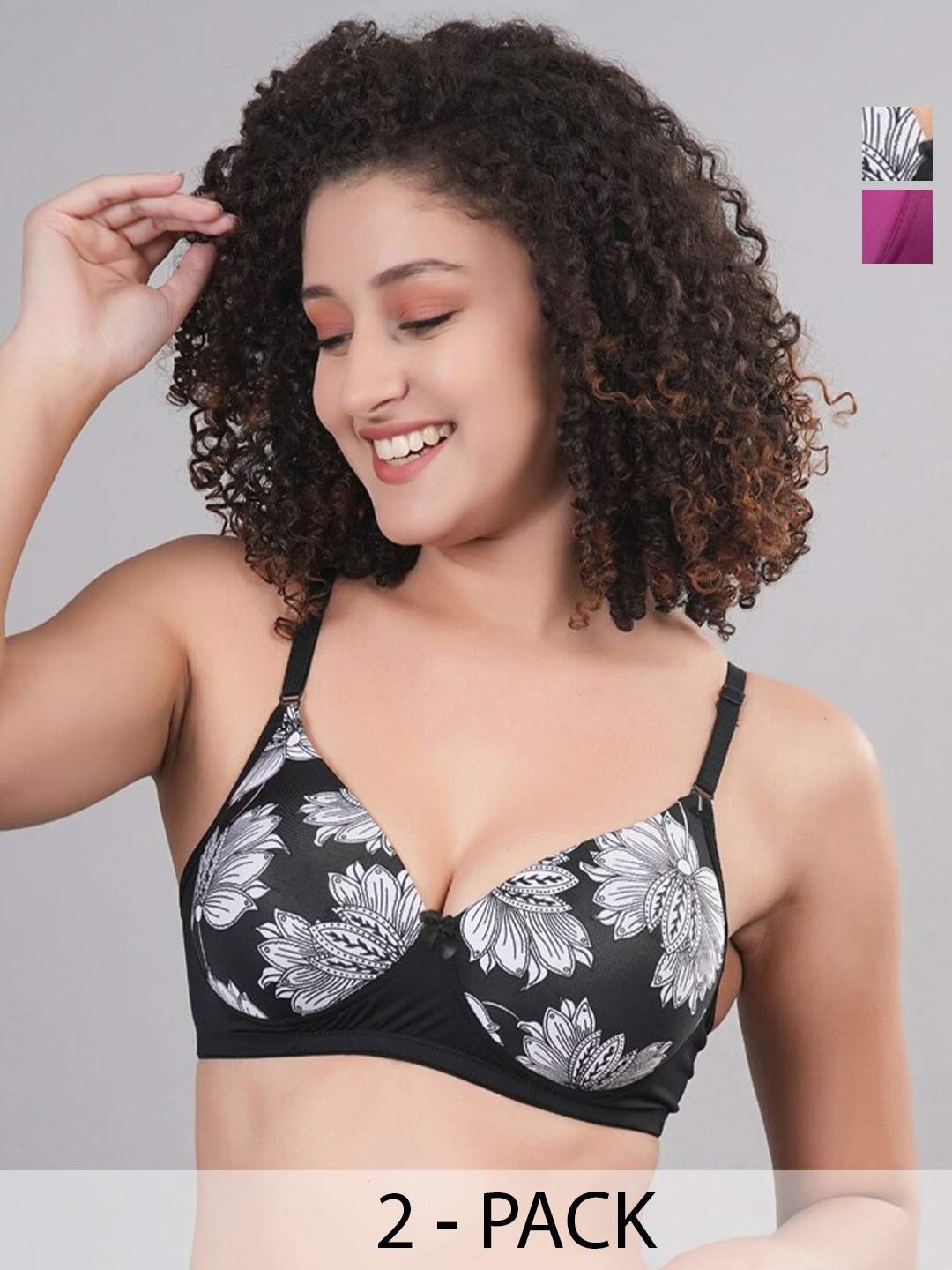 

Broiden Pack Of 2 Full Coverage Lightly Padded Everyday Bra With All Day Comfort, Purple