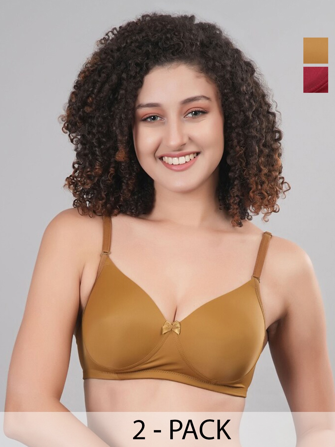 

Broiden Pack Of 2 Full Coverage Lightly Padded Everyday Bra With All Day Comfort, Brown