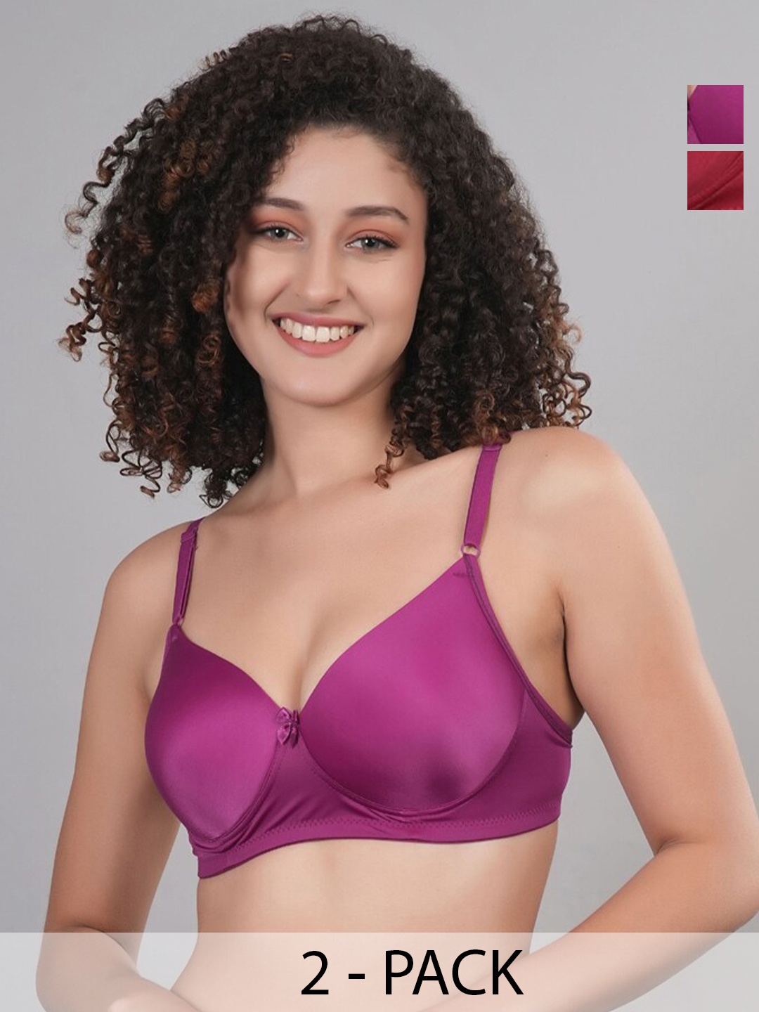 

Broiden Pack Of 2 Full Coverage Lightly Padded Everyday Bra With All Day Comfort, Purple