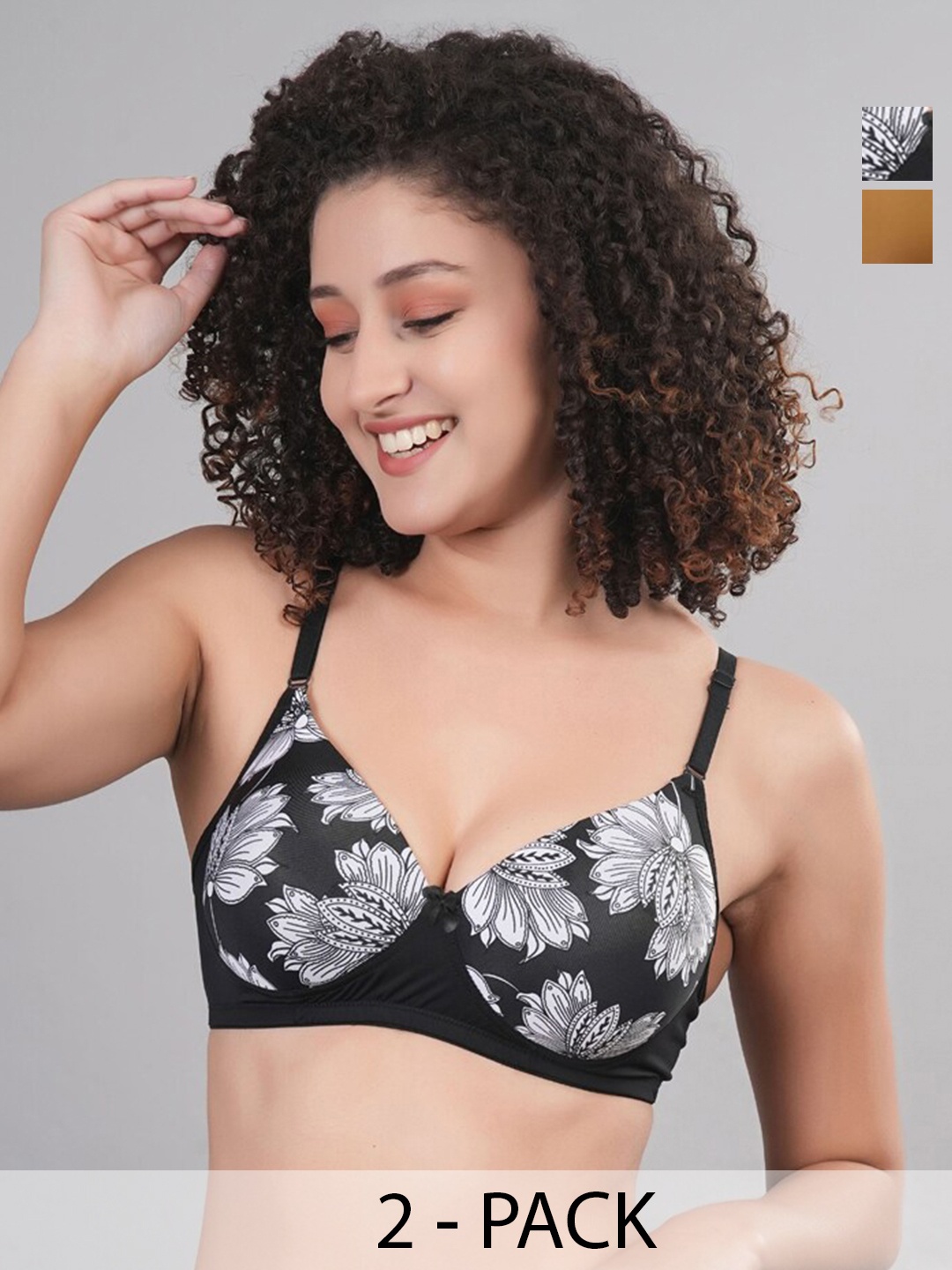 

Broiden Pack Of 2 Full Coverage Lightly Padded Everyday Bra With All Day Comfort, Black