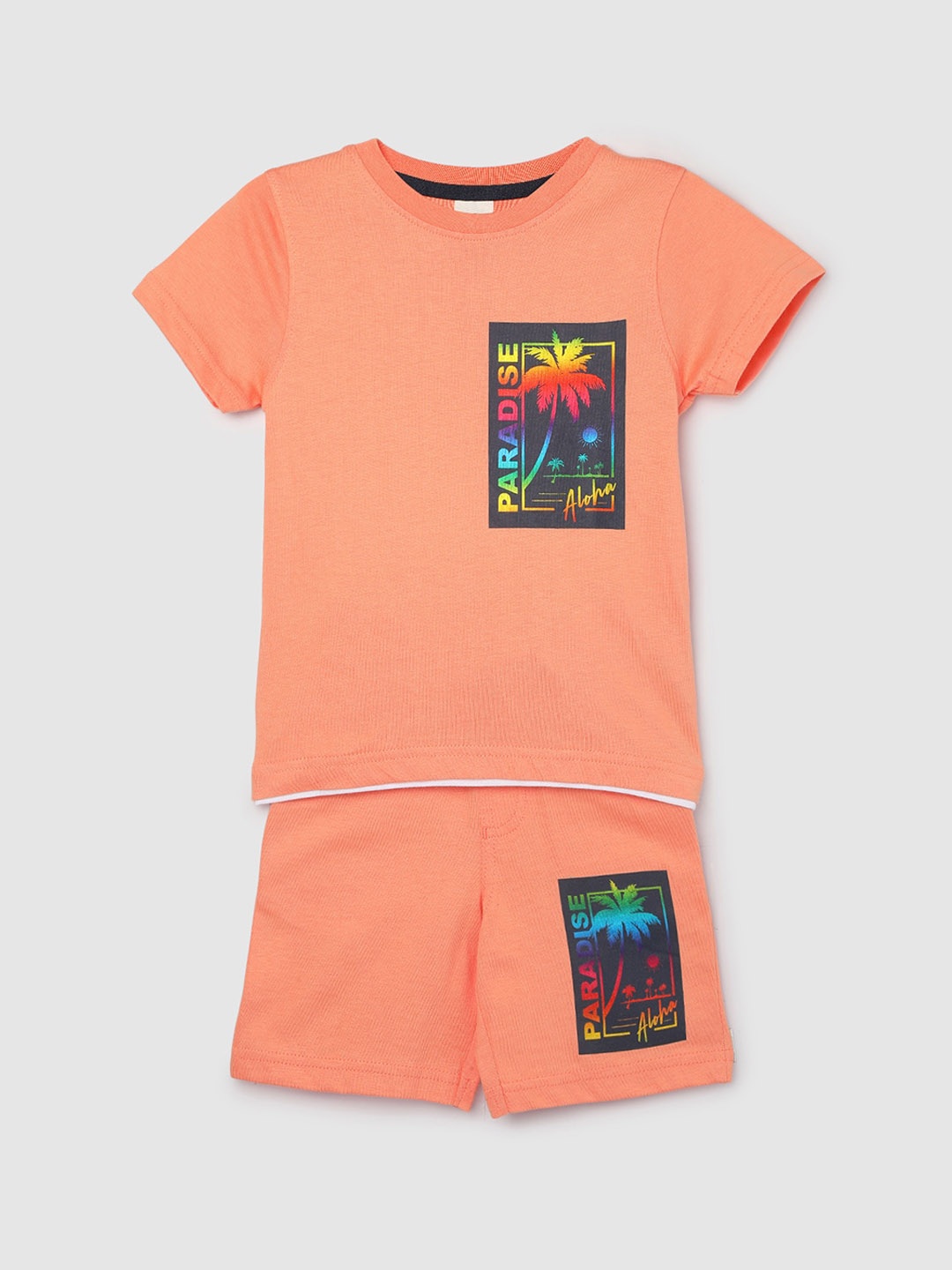 

max Boys Graphic Printed Pure Cotton Night suit, Peach