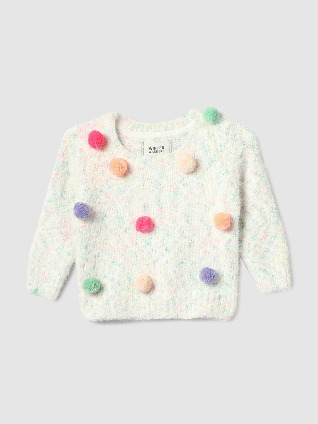 

max Girls Quirky Self Design Ribbed Pullover, White