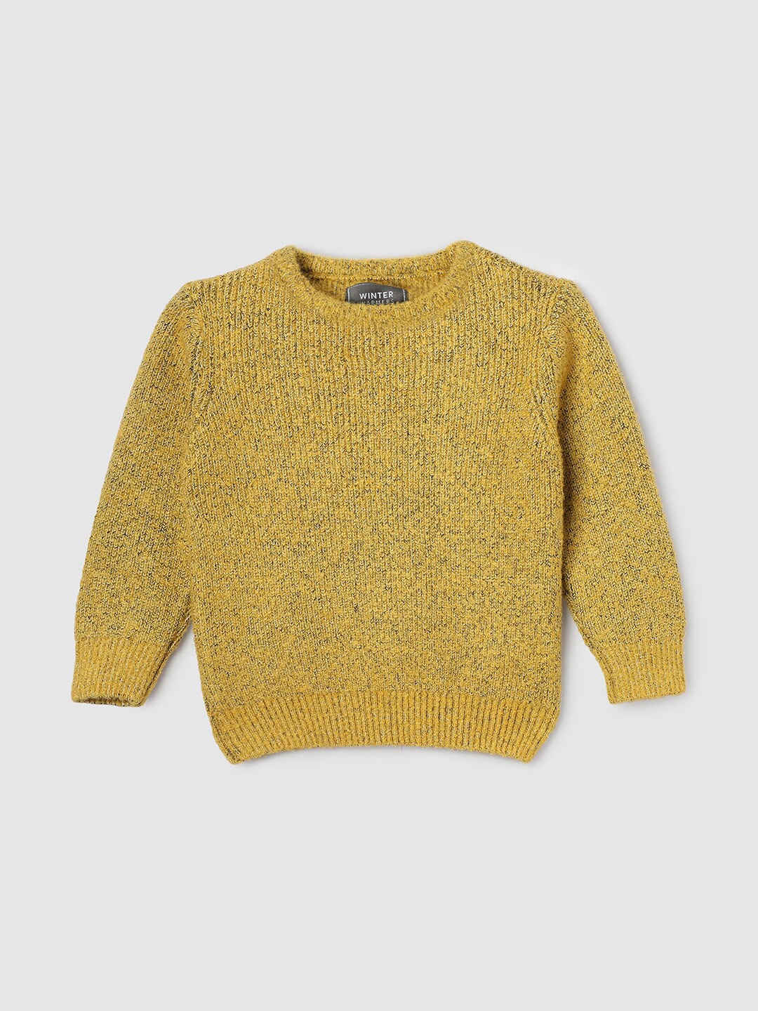 

max Boys Cable Knit Self Design Acrylic Ribbed Pullover, Yellow