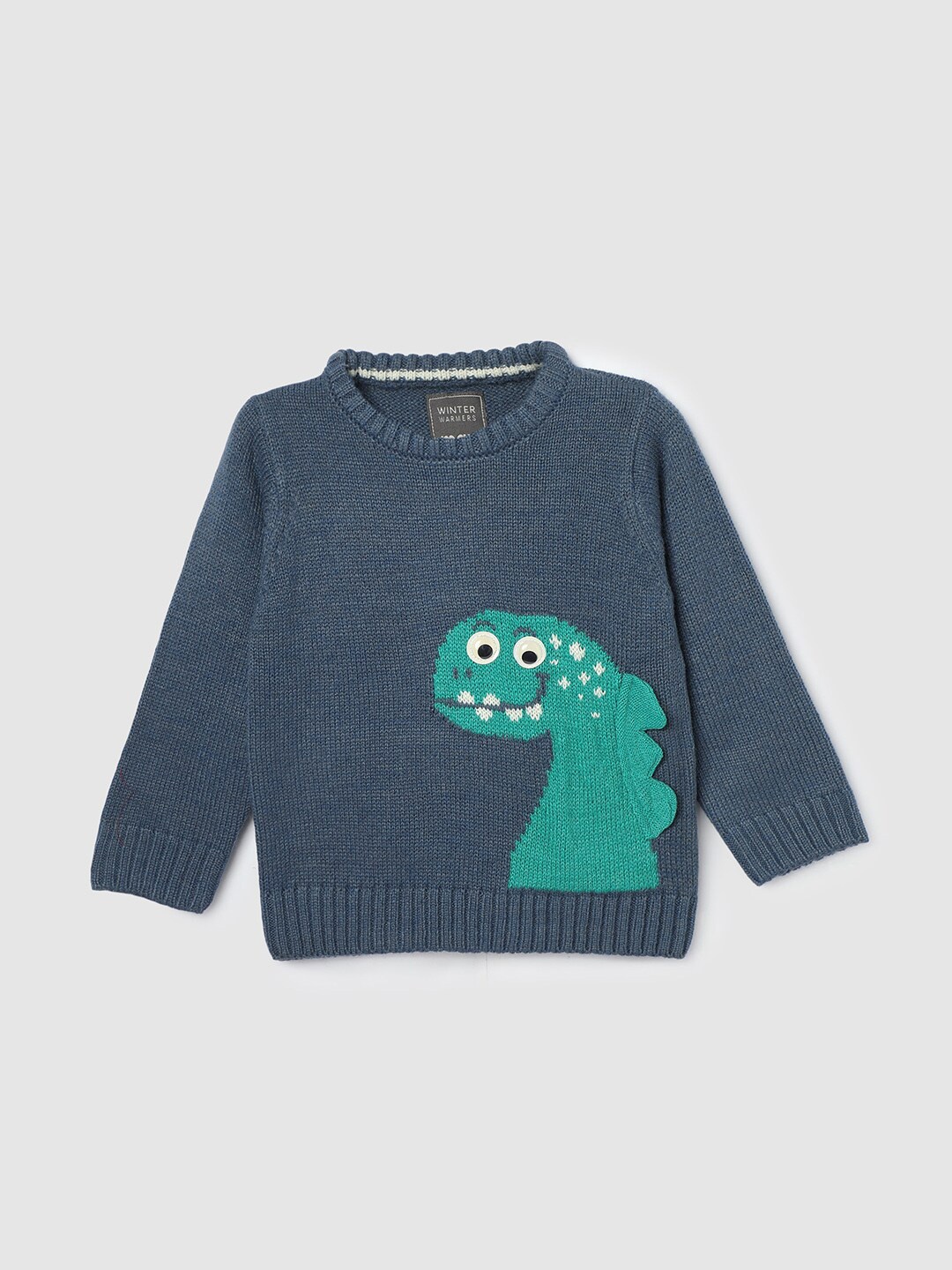 

max Boys Graphic Printed Acrylic Woollen Ribbed Pullover, Blue