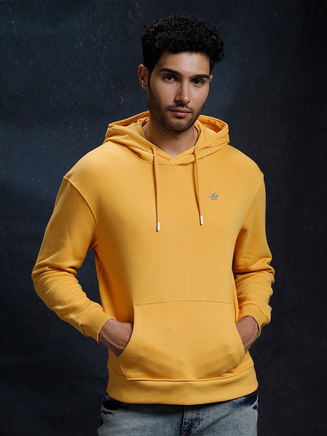 

WROGN Hooded Long Sleeves Regular Pullover Sweatshirt, Mustard