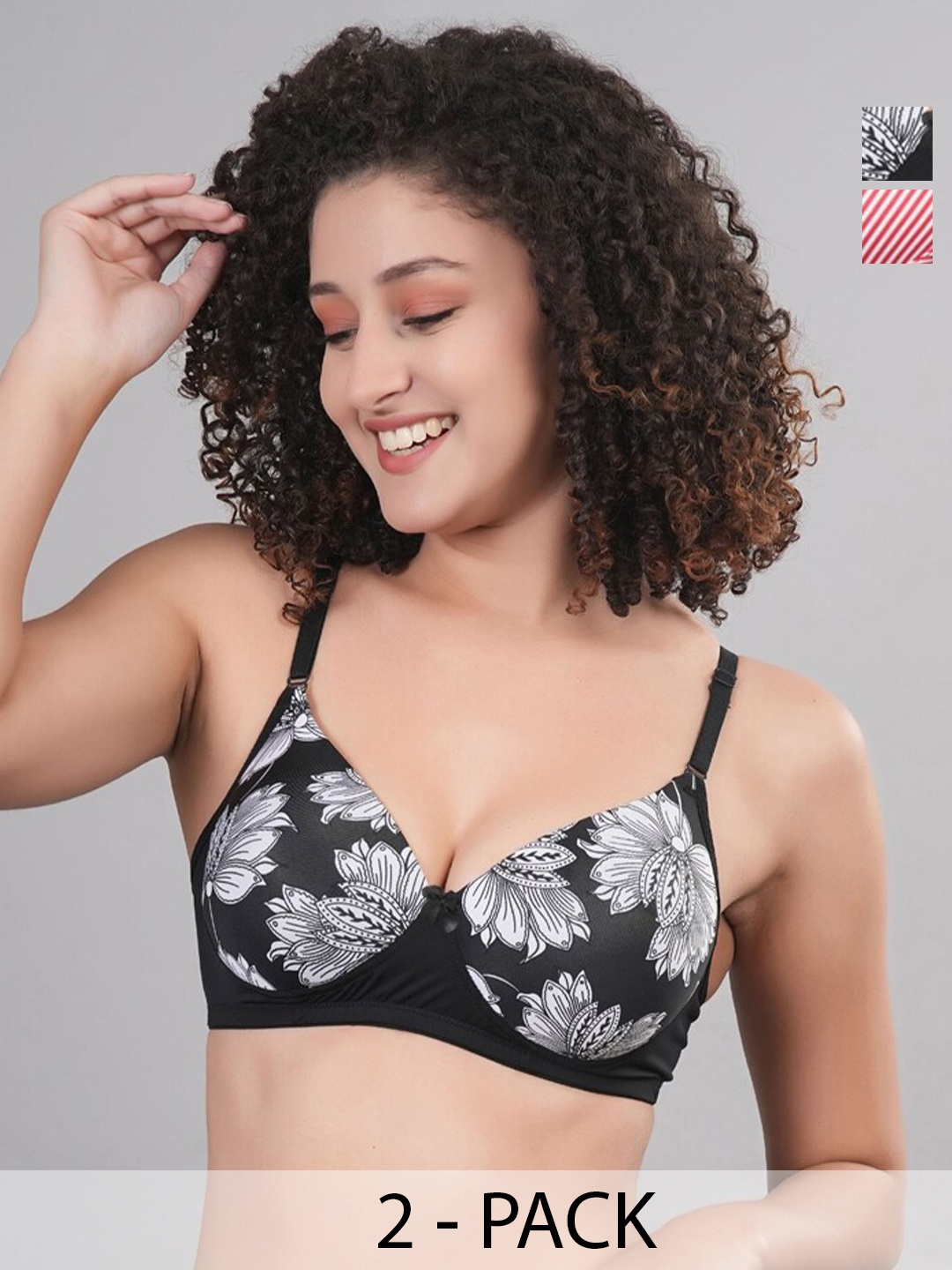 

Broiden Pack Of 2 Full Coverage Lightly Padded Bra, Red