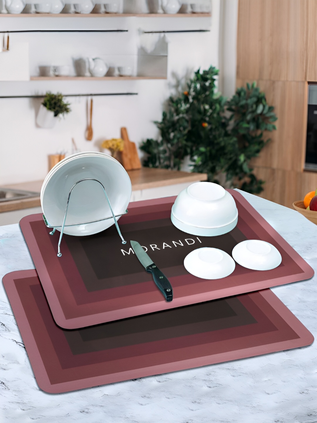 

DREAM WEAVERZ Maroon 2 Pieces Water Absorbent Dry Mat