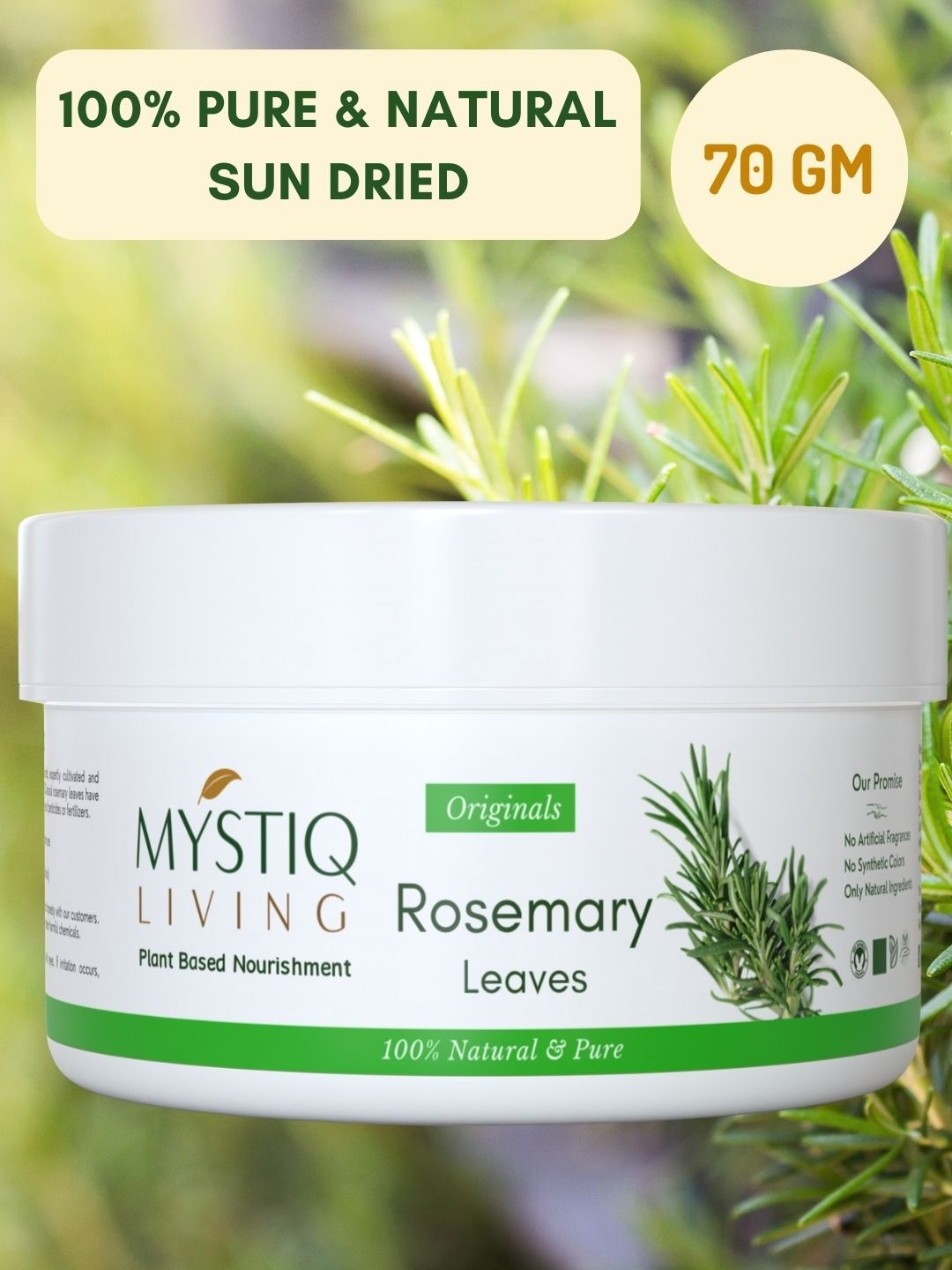 

MYSTIQ LIVING Dry Rosemary Leaves for Hair Growth & Thicker Hair - 70g, White