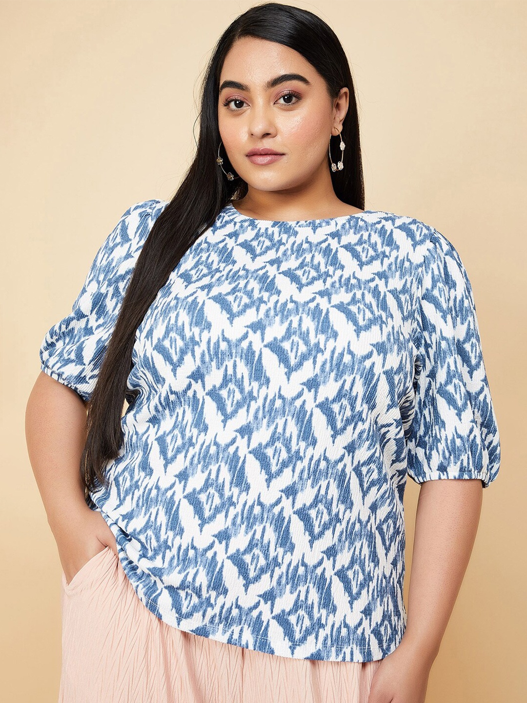 

max Plus Size Geometric Printed Top, Blue