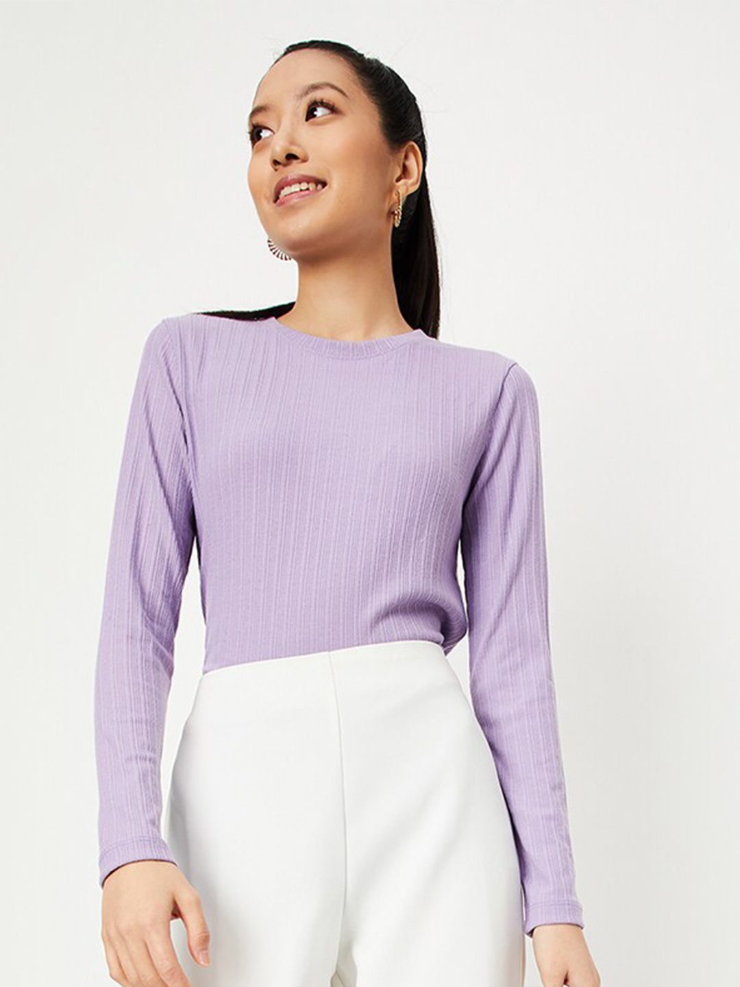 

max Striped Long Sleeves Top, Purple