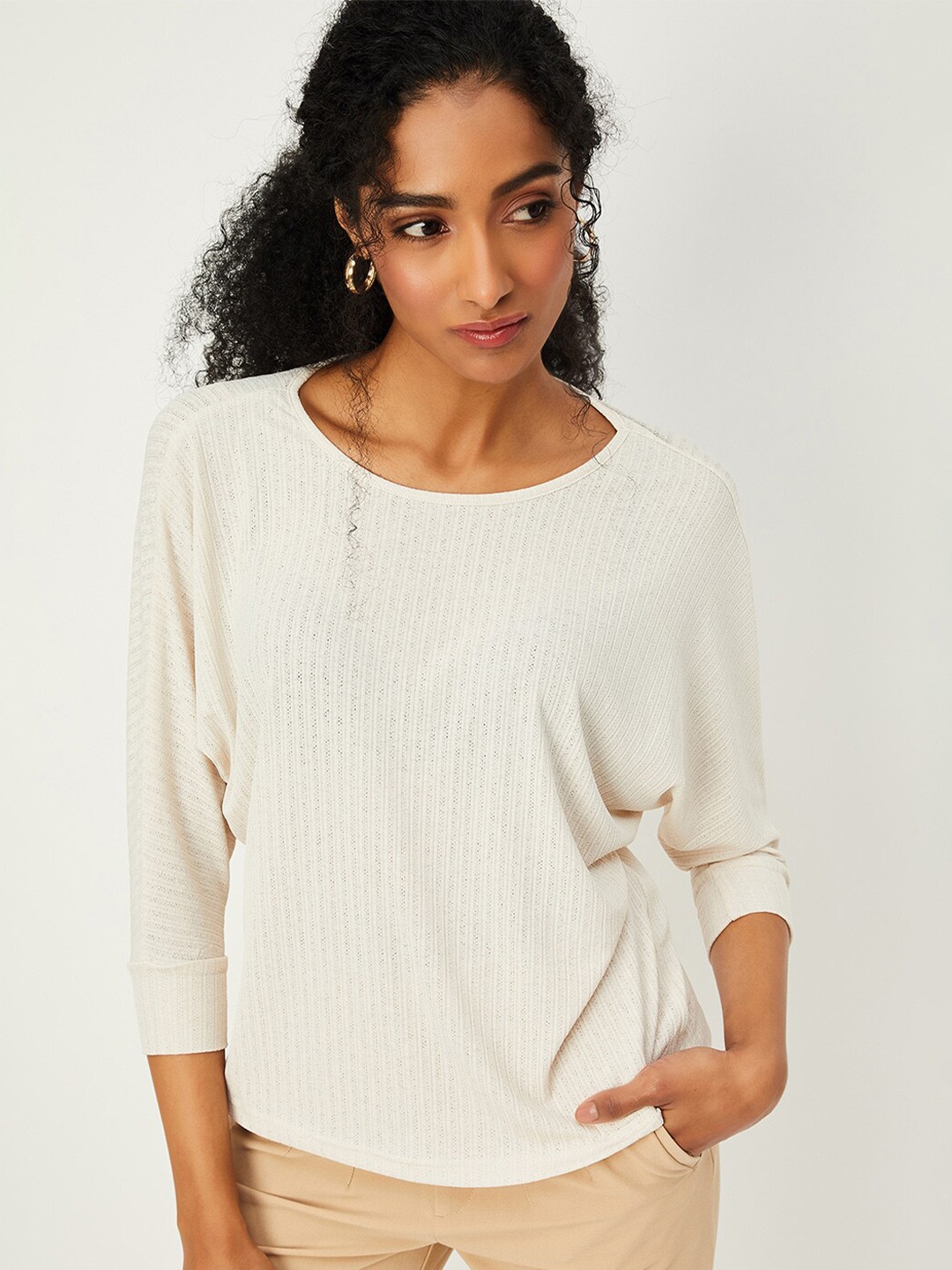 

max Round Neck Knitted Top, Beige