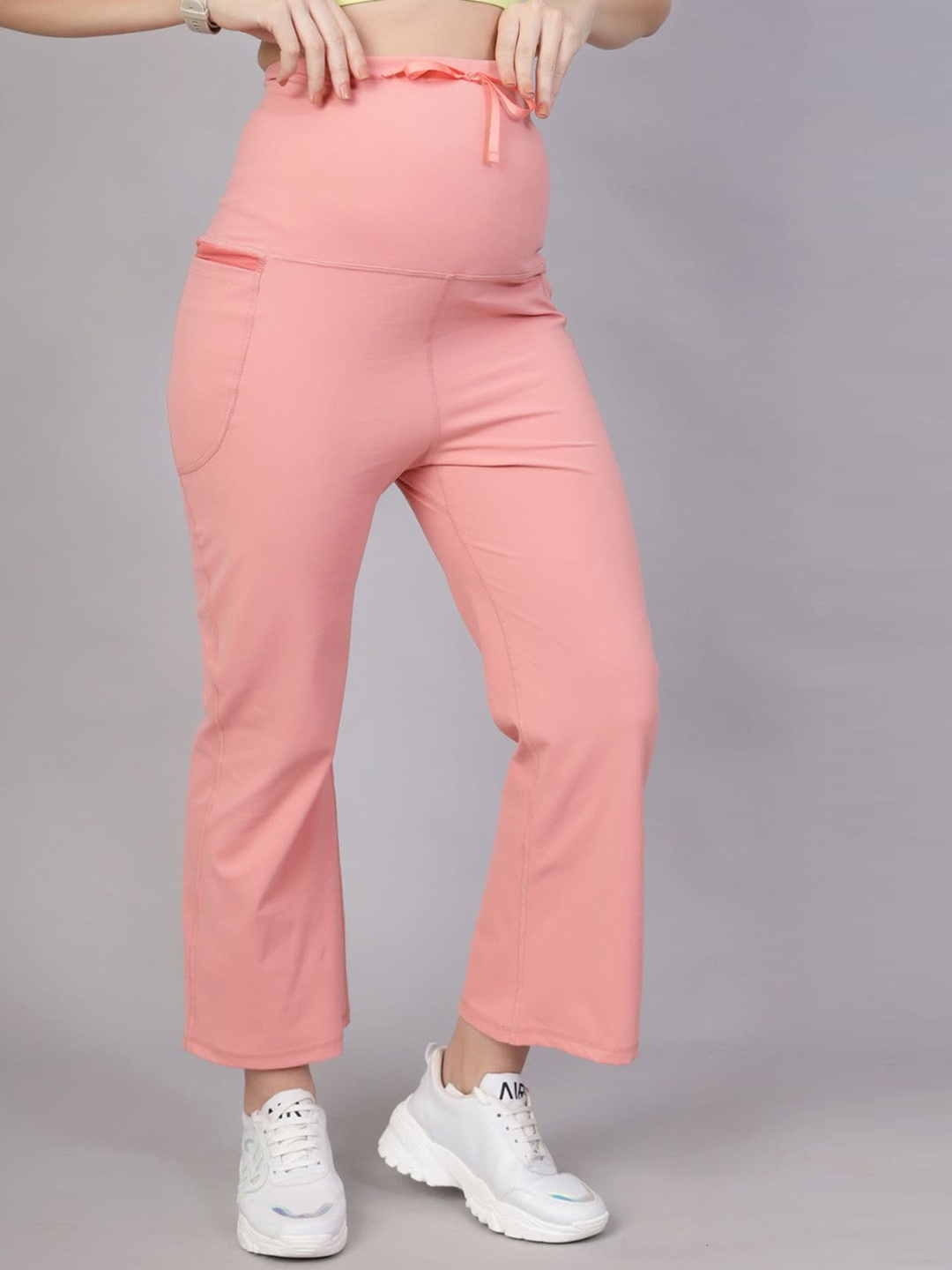 

House Of Zelena Women Ankle Length Maternity Track Pants, Pink