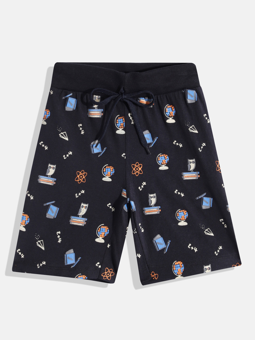 

Eteenz Boys Conversational Printed Premium Cotton Shorts, Navy blue