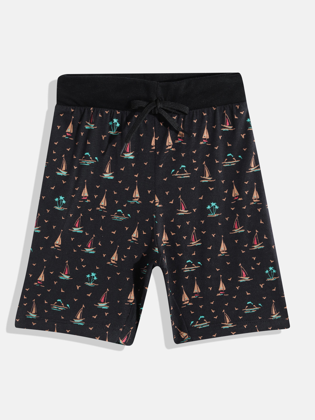 

Eteenz Boys Conversational Printed Premium Cotton Shorts, Black