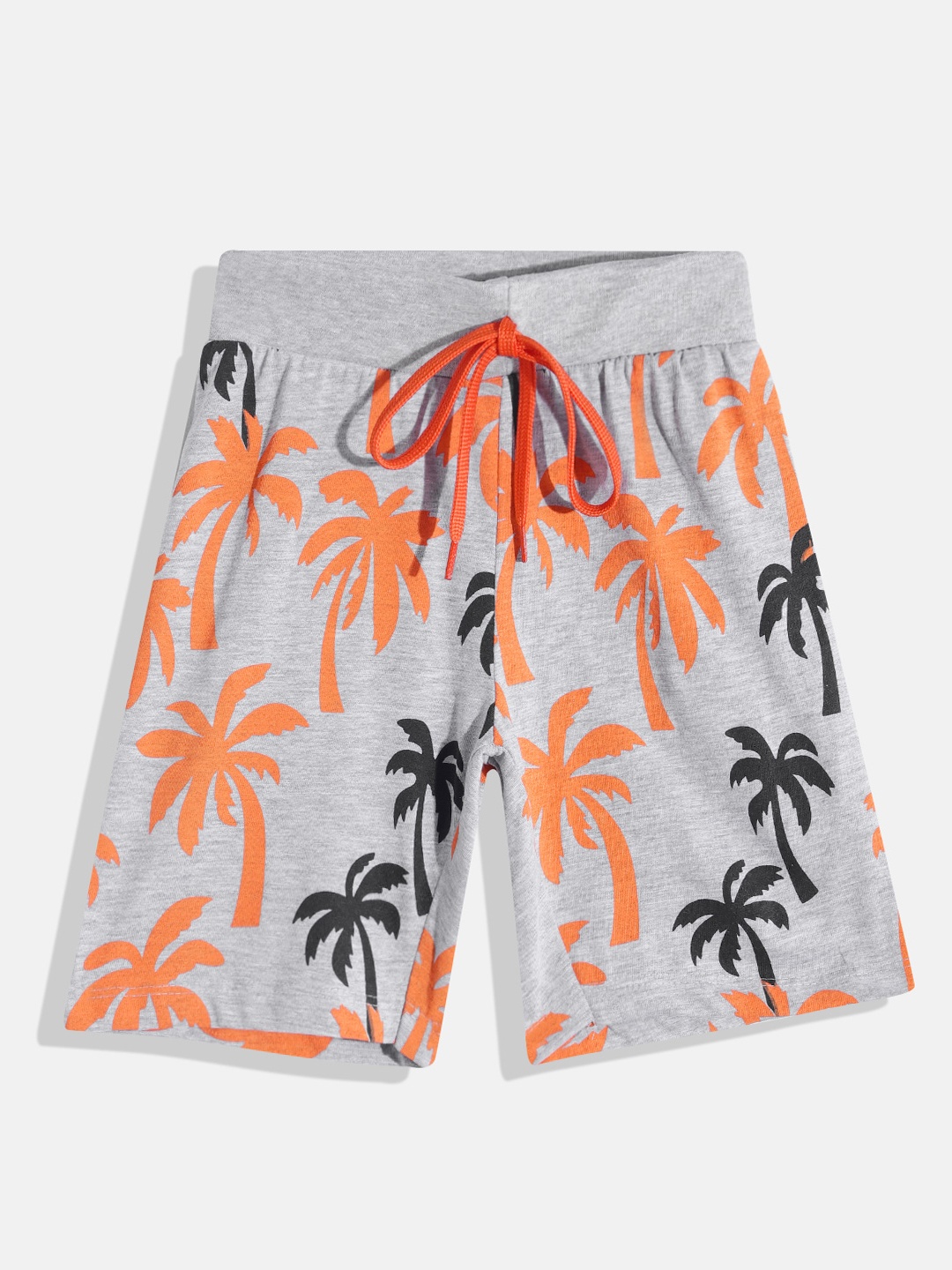 

Eteenz Boys Premium Cotton Tropical Printed Shorts, Grey melange