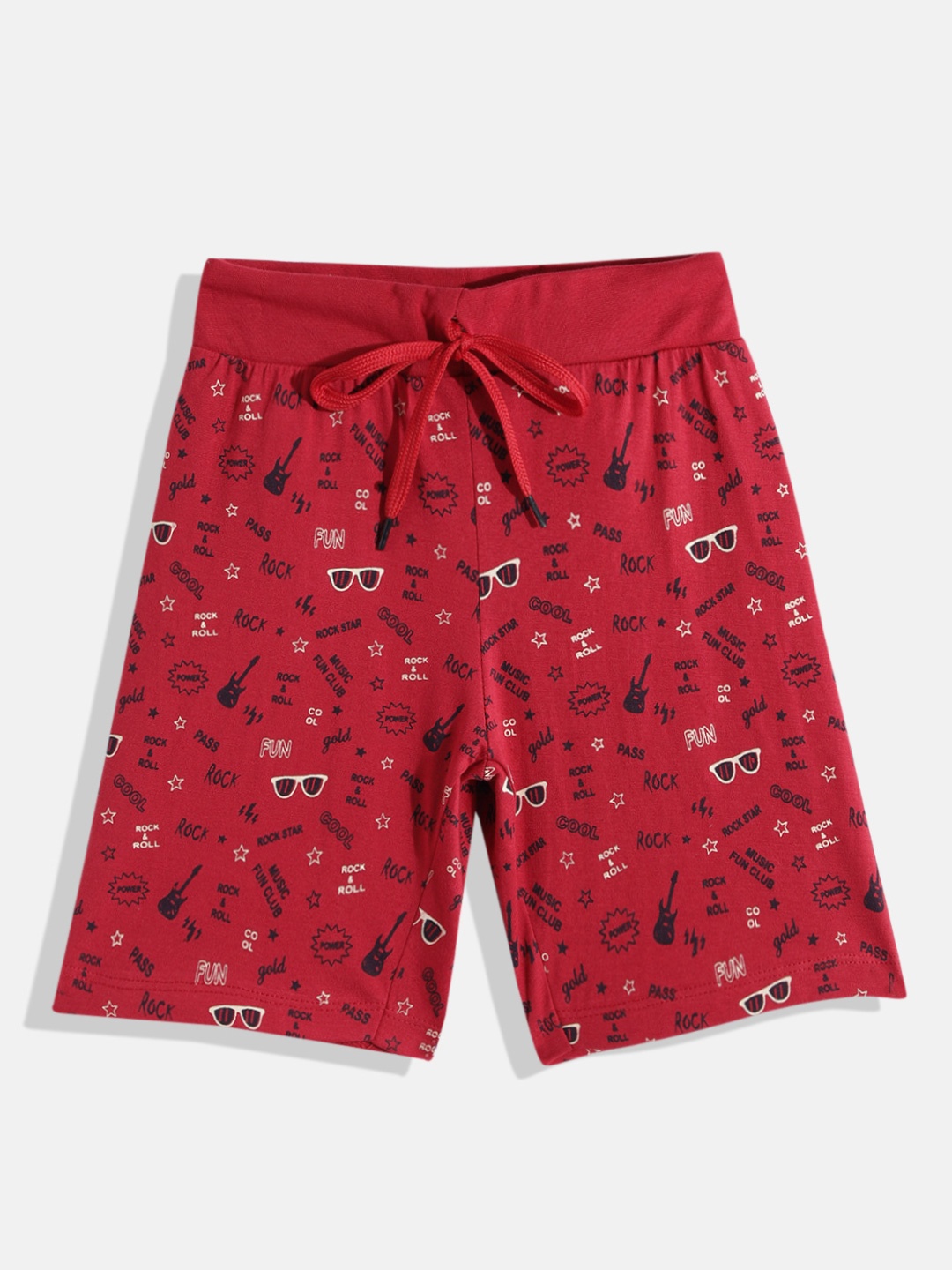 

Eteenz Boys Conversational Printed Premium Cotton Shorts, Red