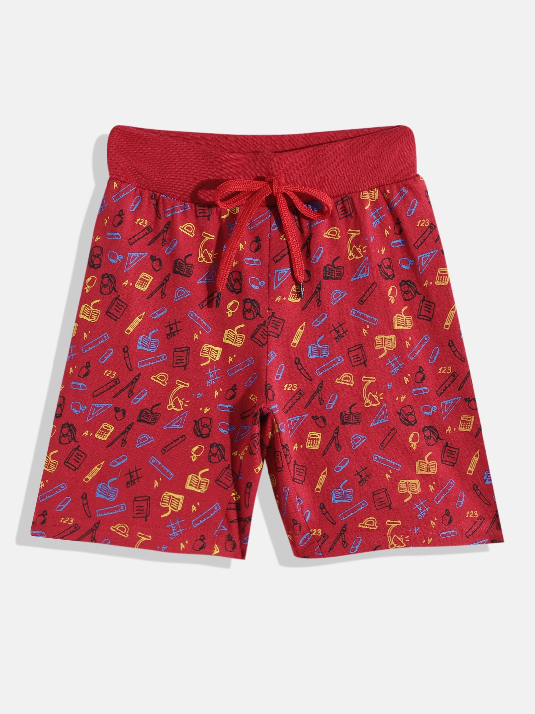 

Eteenz Boys Premium Cotton Conversational Printed Regular Shorts, Red