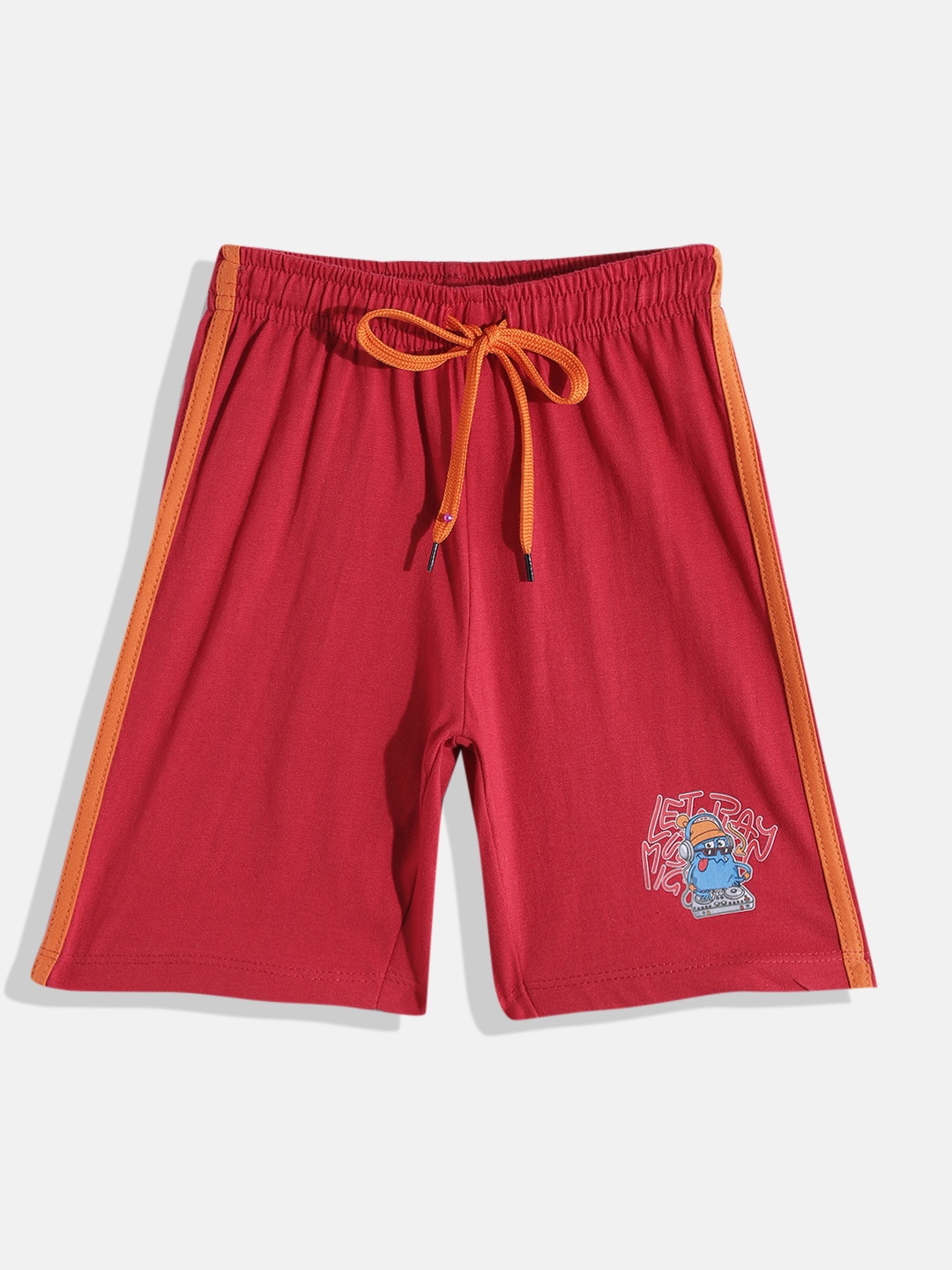 

Eteenz Boys Premium Cotton Typography Printed Detail Regular Shorts, Red