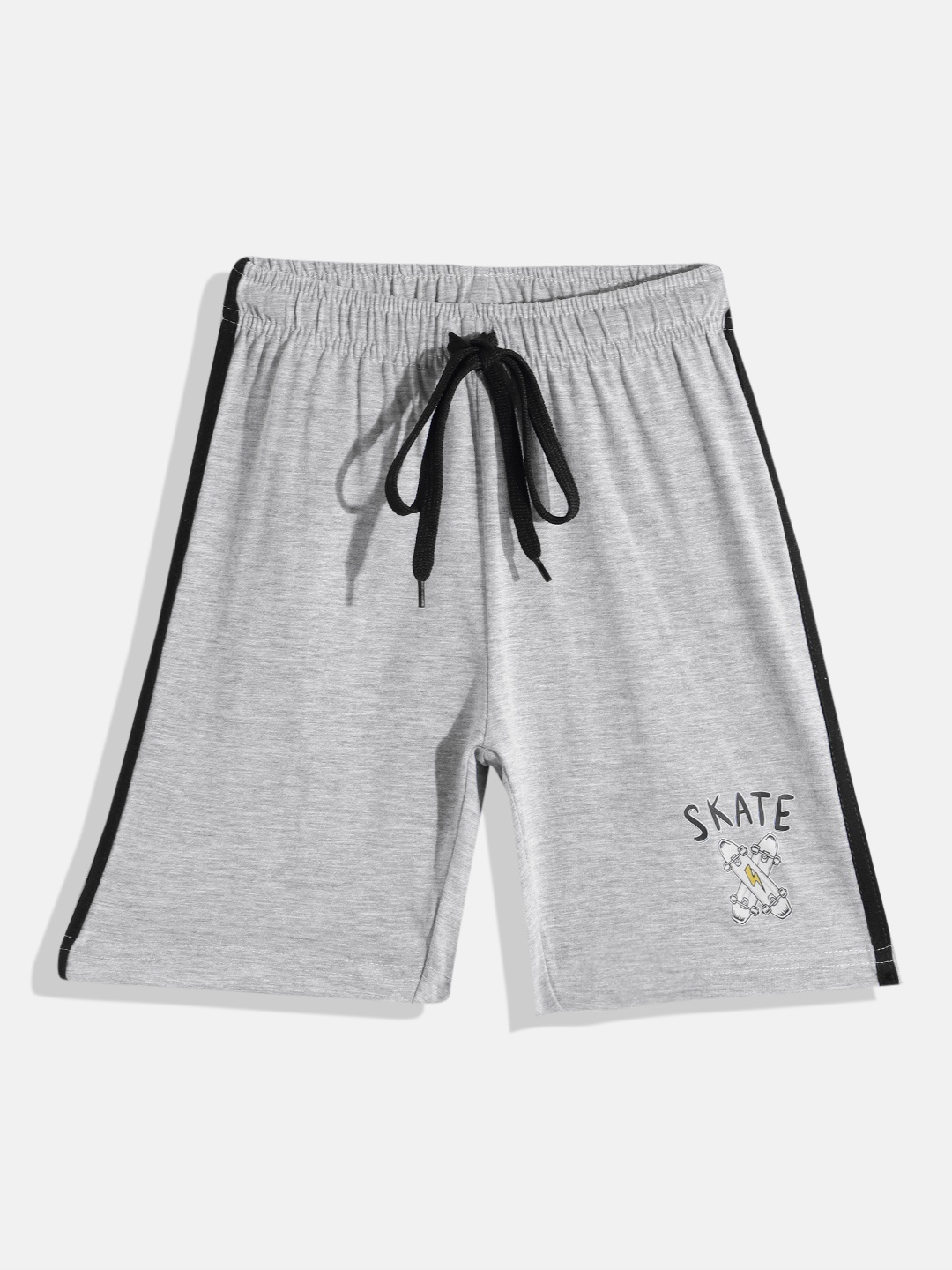 

Eteenz Boys Premium Cotton Typography Printed Detail Regular Shorts, Grey melange