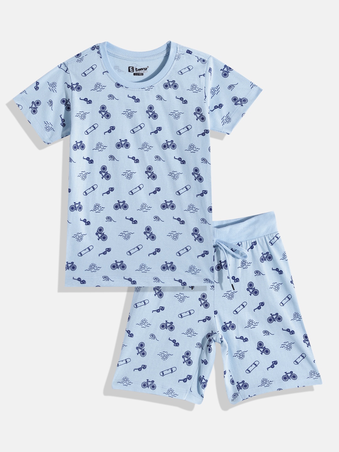 

Eteenz Boys Premium Cotton Conversational Print T-shirt with Shorts, Blue