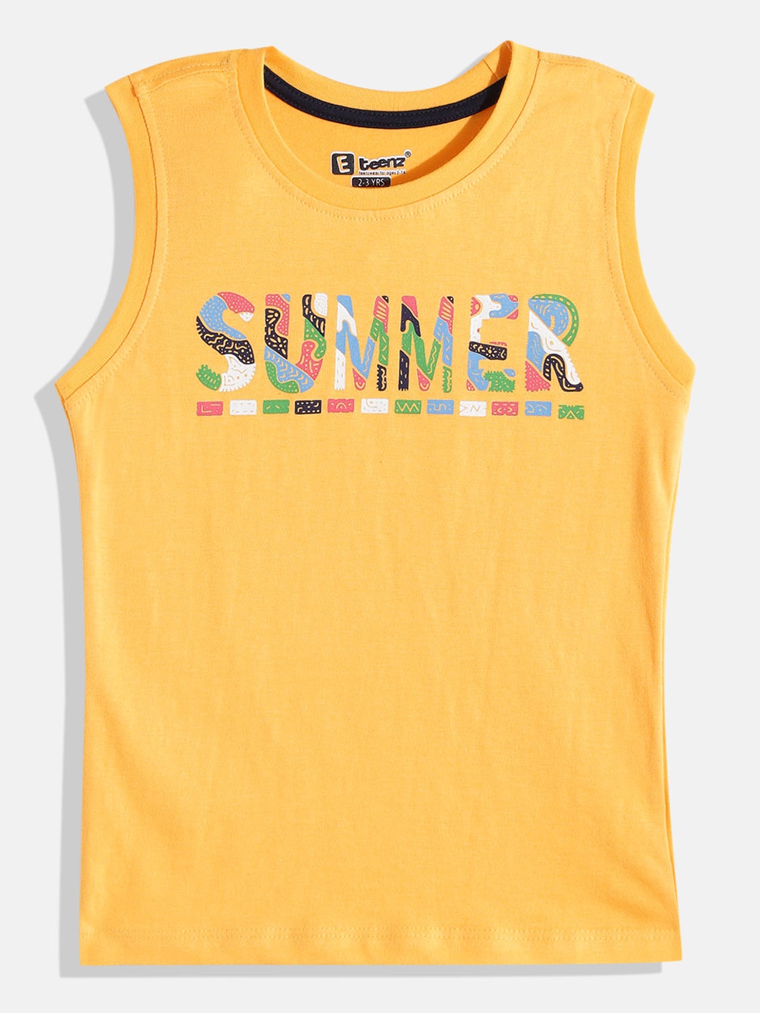 

Eteenz Boys Typography Printed Sleeveless Premium Cotton T-shirt, Yellow