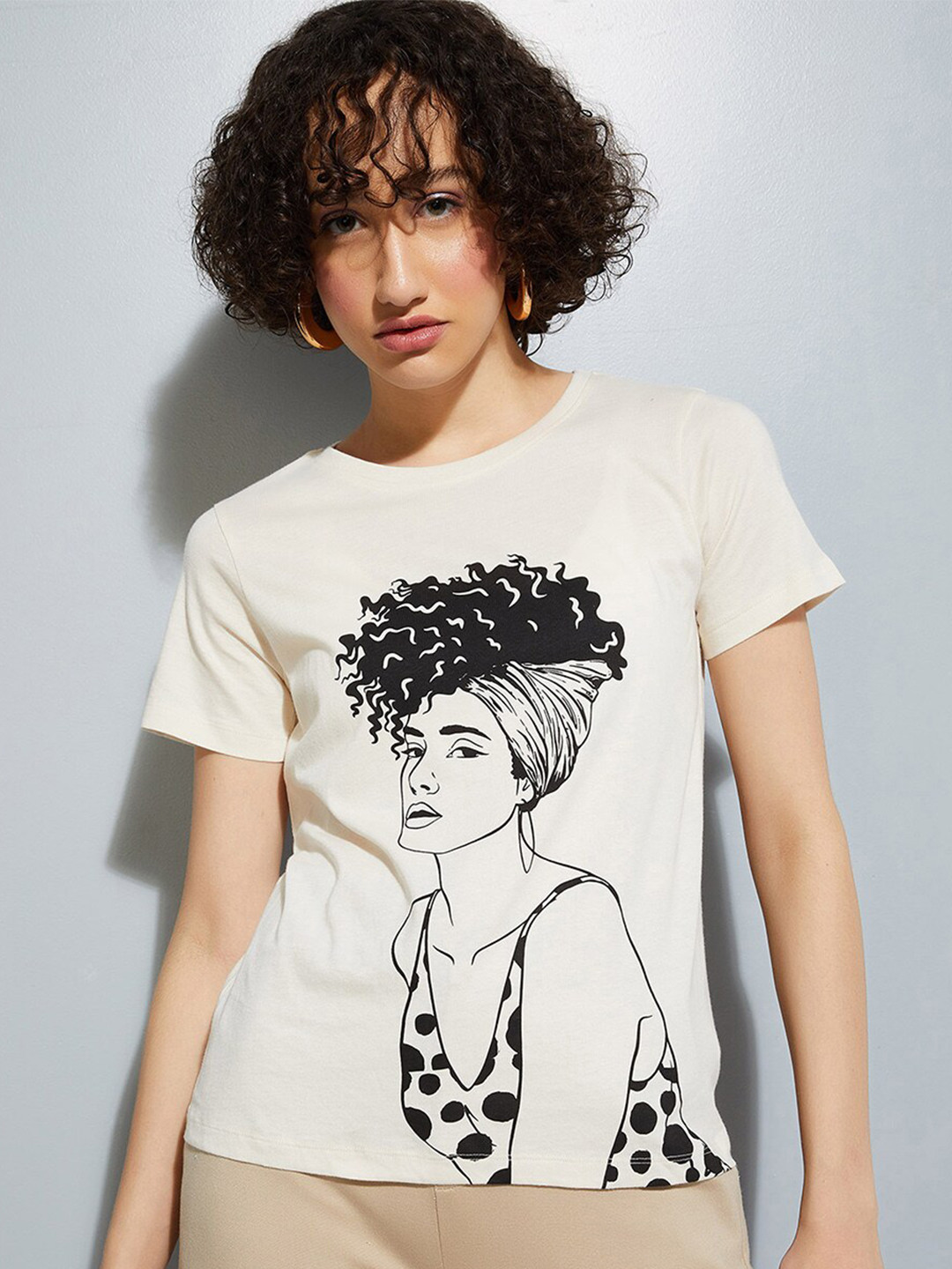 

max Printed Round Neck Short Sleeves Cotton T-shirt, Gold