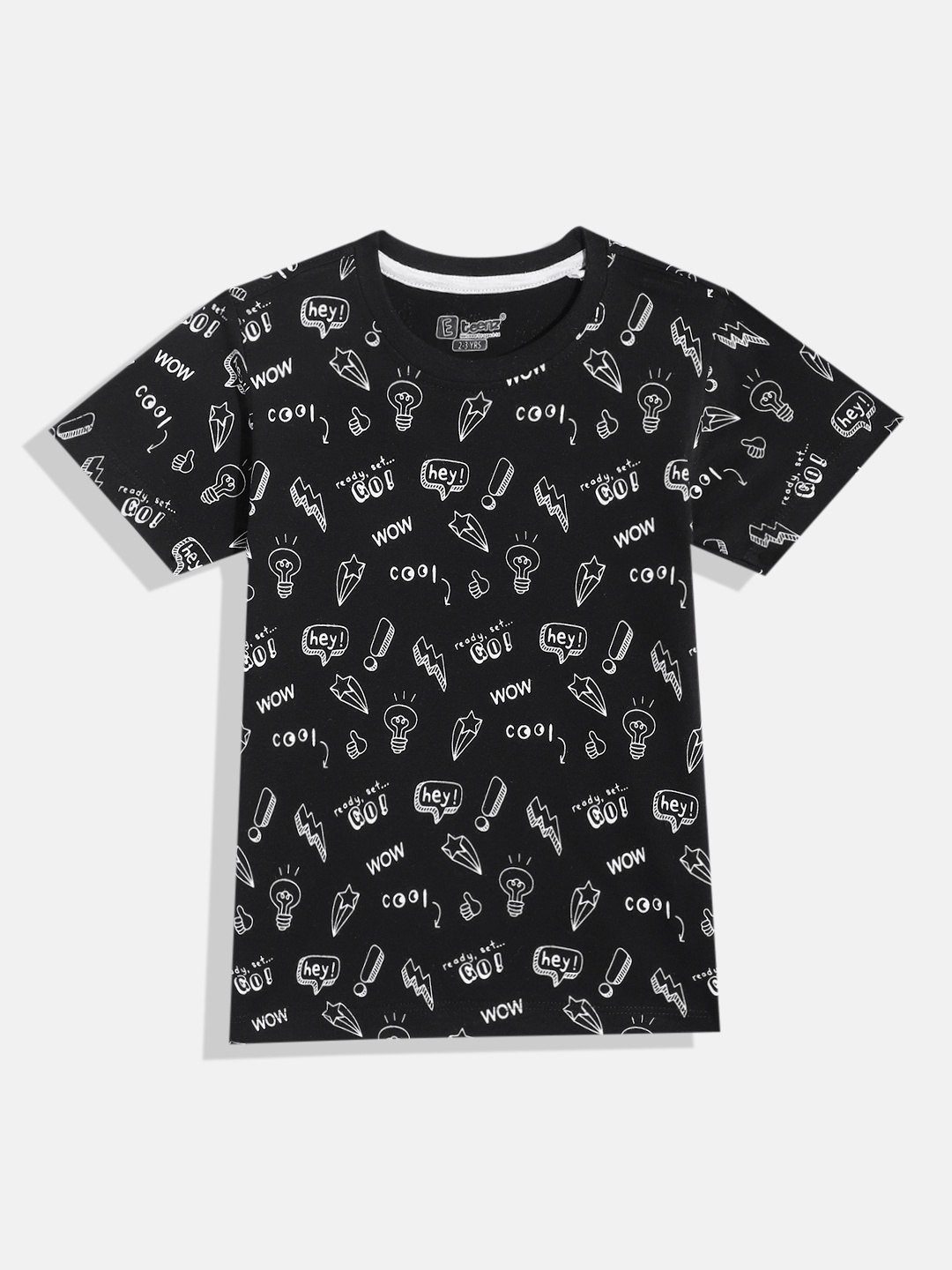 

Eteenz Boys Printed Premium Cotton T-shirt, Black
