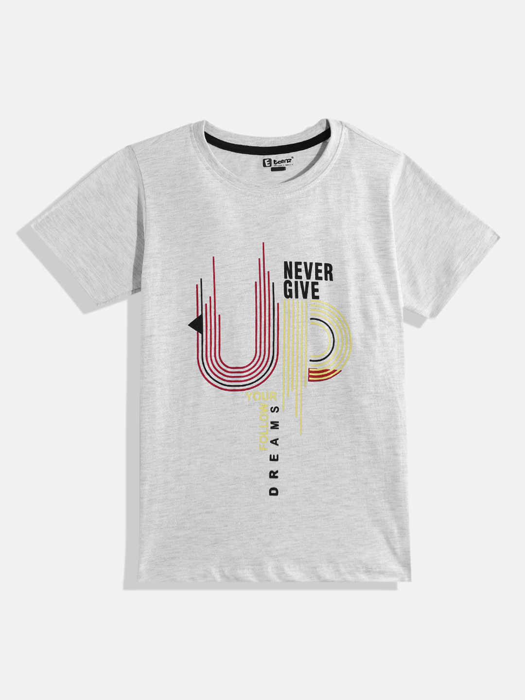 

Eteenz Boys Premium Cotton Typography Printed T-shirt, Grey melange