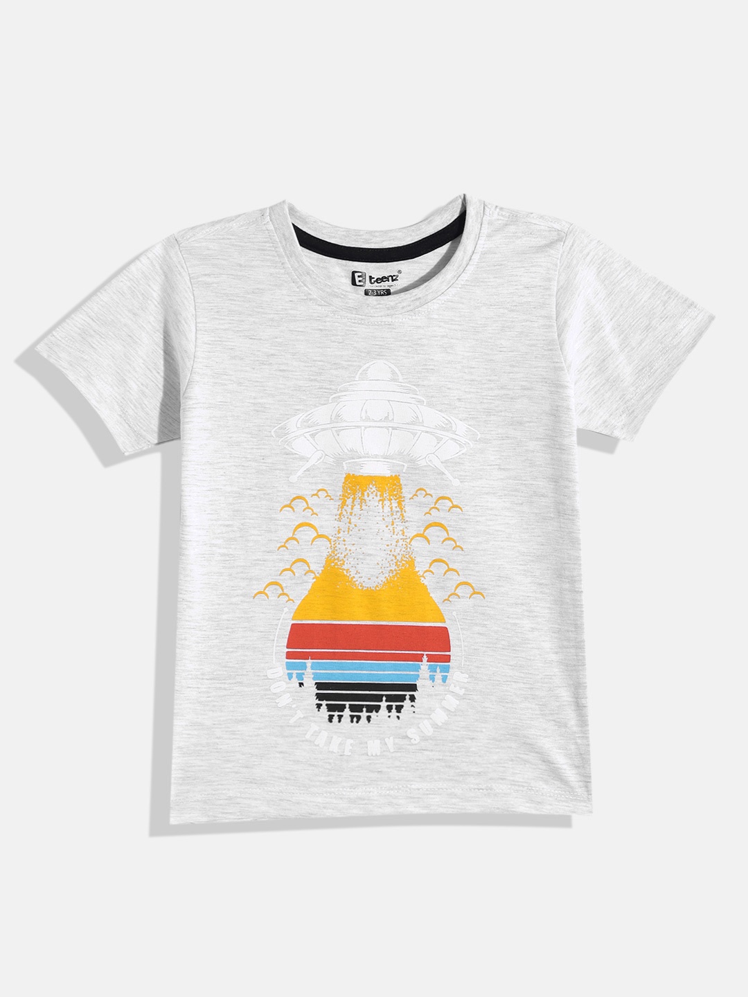 

Eteenz Boys Premium Cotton Graphic Printed T-shirt, Grey melange