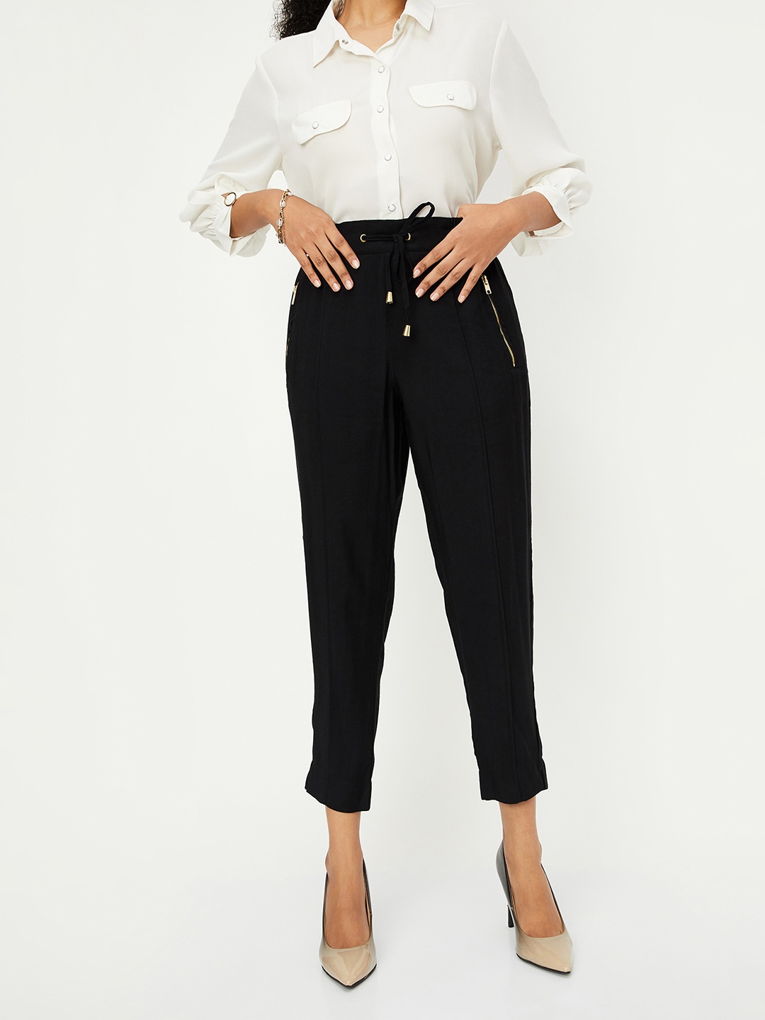 

max Women Jodhpuris Trousers, Black