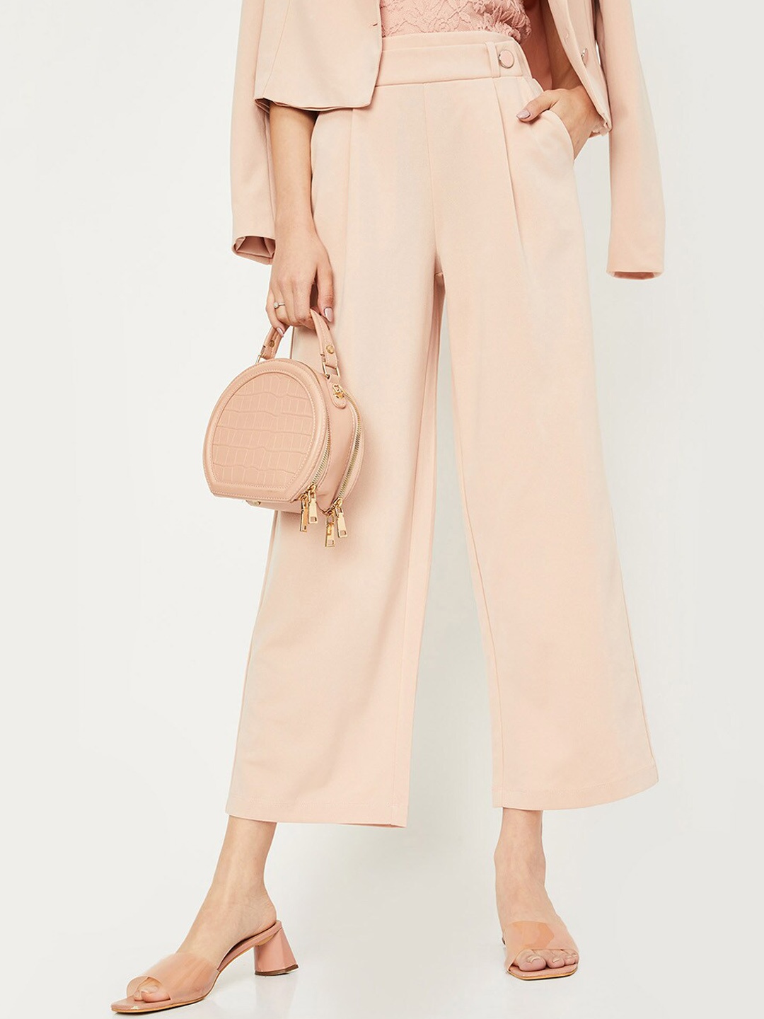 

max Women Culottes Flat-Front Mid-Rise Trouser, Pink