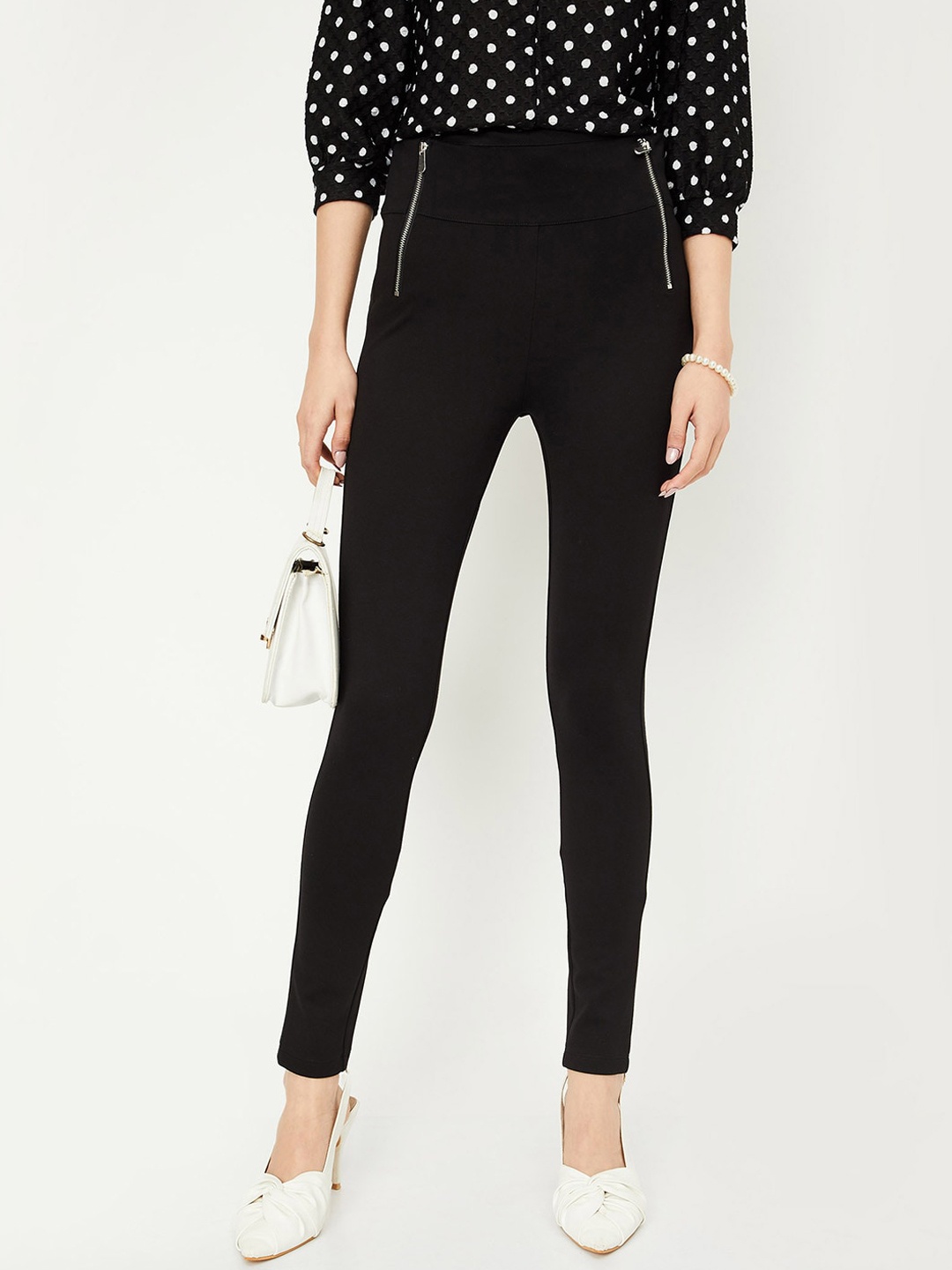 

max Mid-Rise Trousers, Black