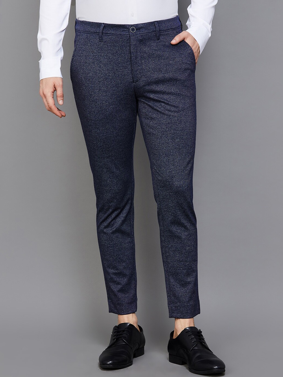 

CODE by Lifestyle Men Tapered Fit Mid-Rise Formal Trouser, Navy blue