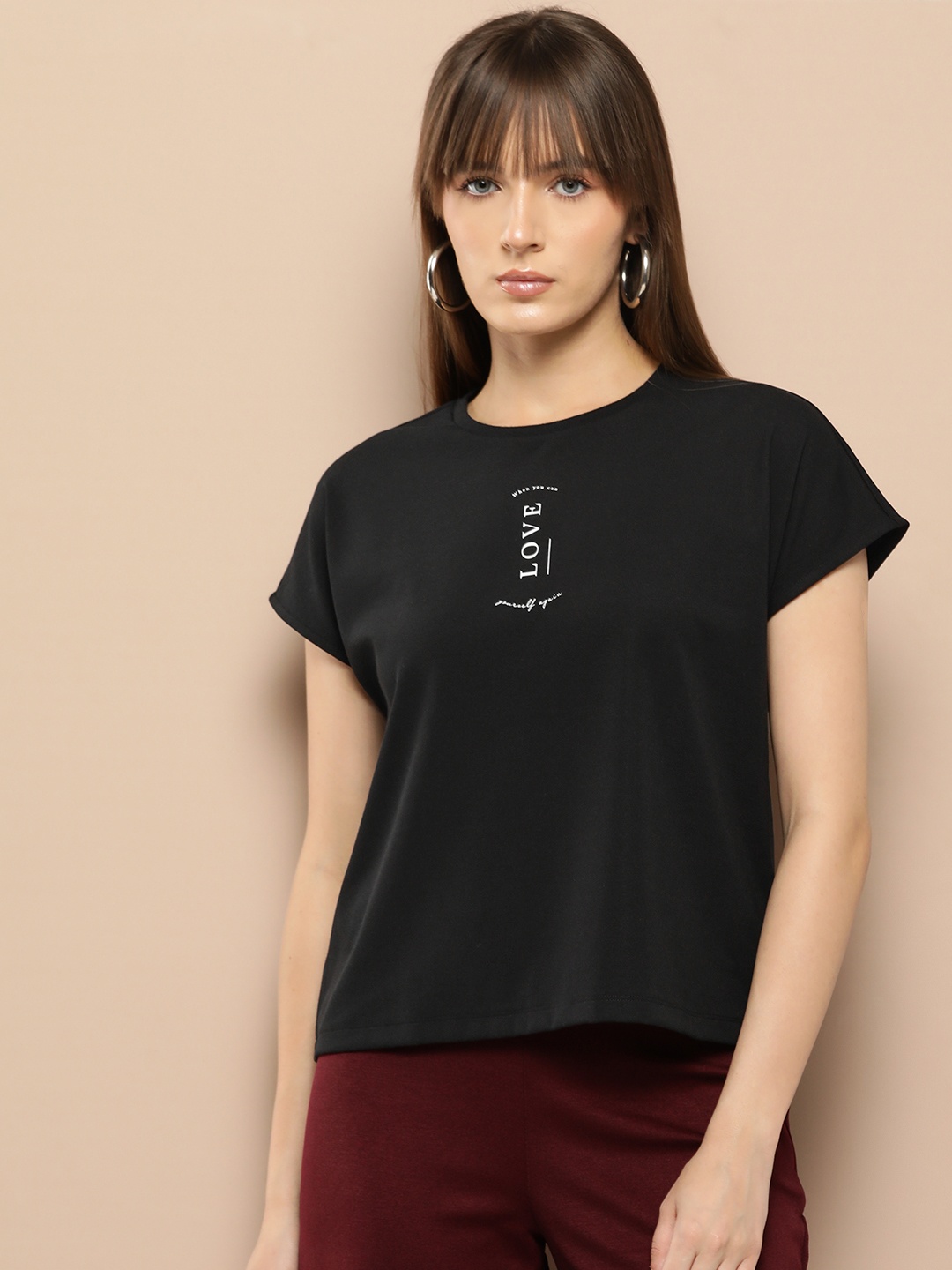 

Chemistry Typography Printed Extended Sleeves T-shirt, Black
