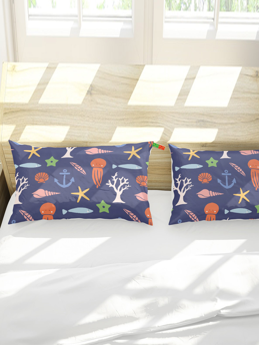 

Pum Pum Kids Blue 2 Pieces Printed Baby Pillow
