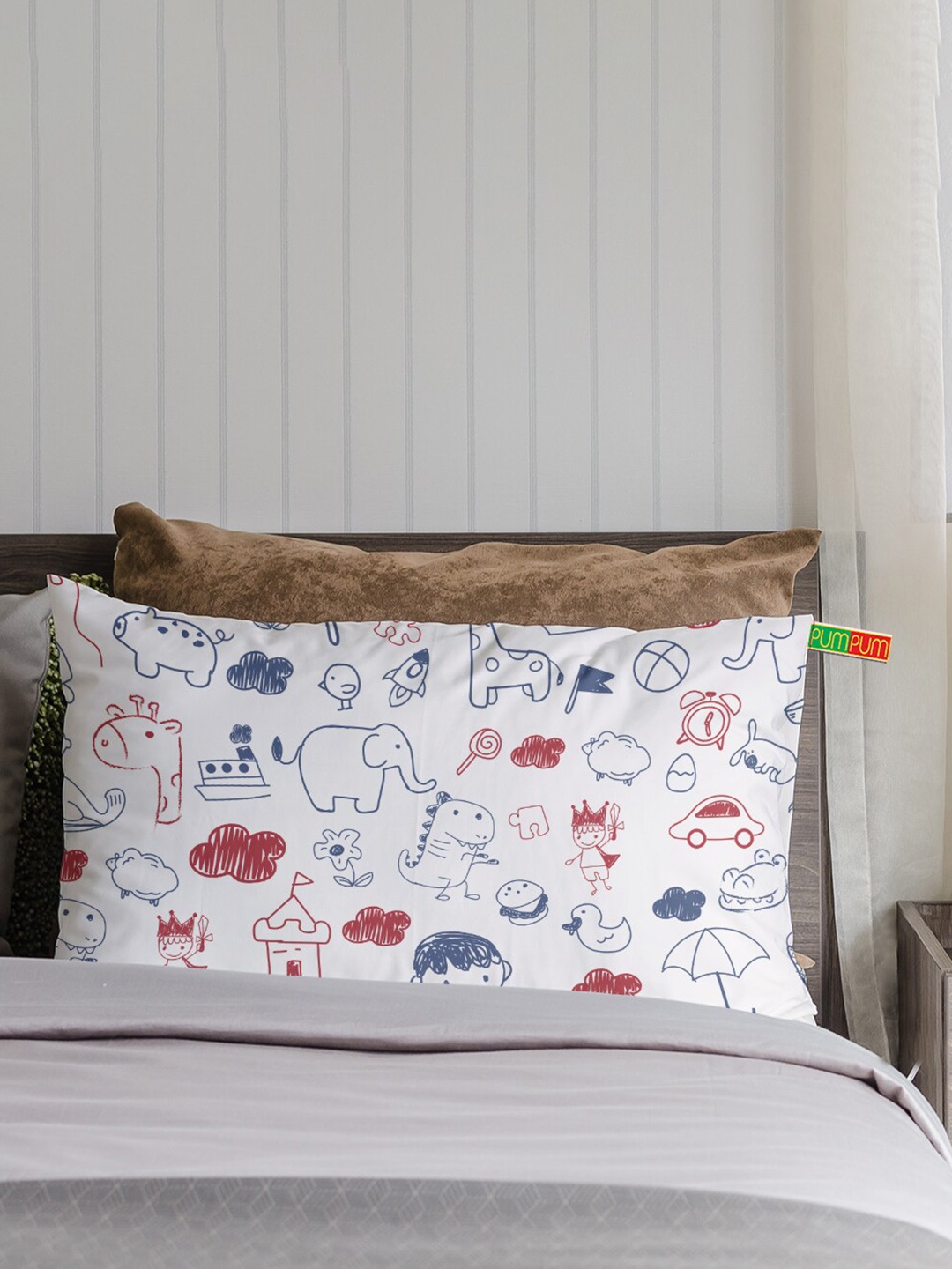 

Pum Pum White 2 Pieces Printed Organic Cotton Baby Pillows