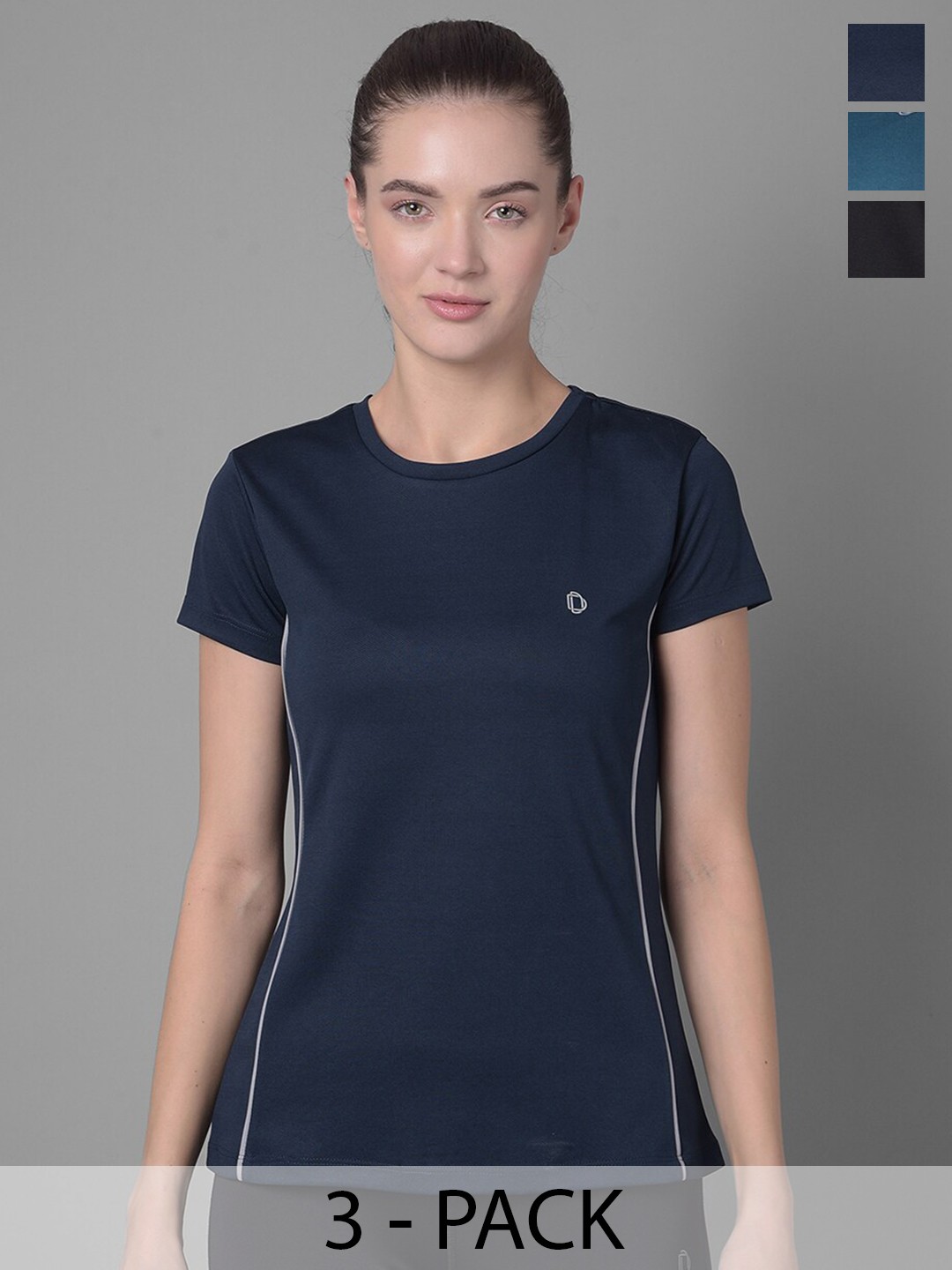 

Dollar Pack Of 3 Round Neck Sports T-shirts, Navy blue