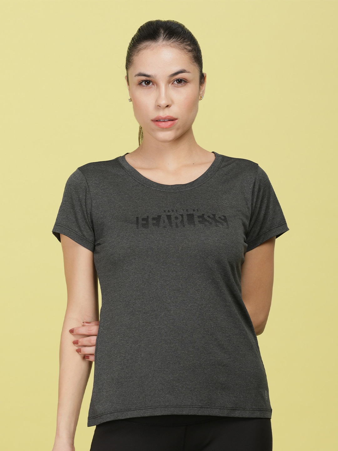 

Dollar Women Microfiber Printed Anti Bacterial Sports T-Shirt, Black