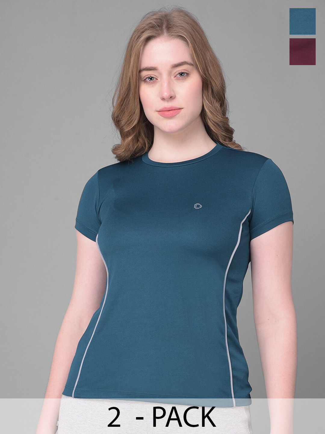 

Dollar Pack Of 2 Microfiber Anti Odour Round Neck Short Sleeves Sports T-Shirts, Purple