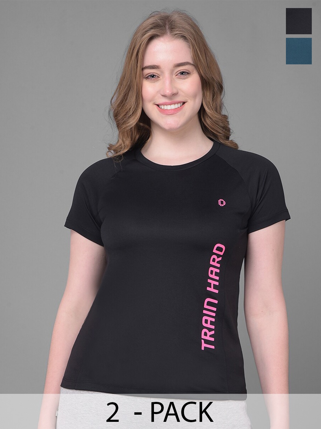 Dollar Women Pack of 2 Microfiber Anti Bacterial Sports T-Shirts, Black