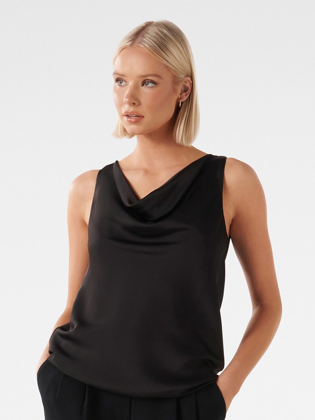 

Forever New Cowl Neck Sleeveless Top, Black